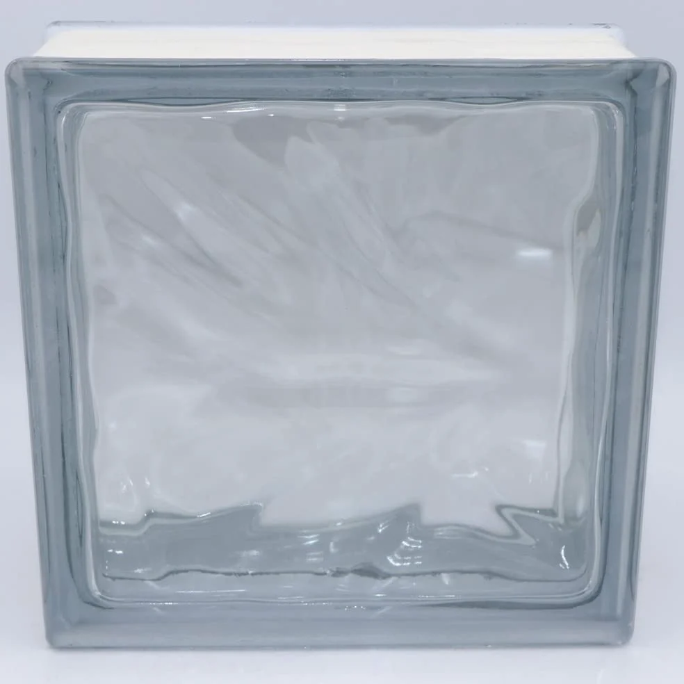 Ladrillo de vidrio de diseño nube transparente brillante 19x19x8 cm - 5 piezas
