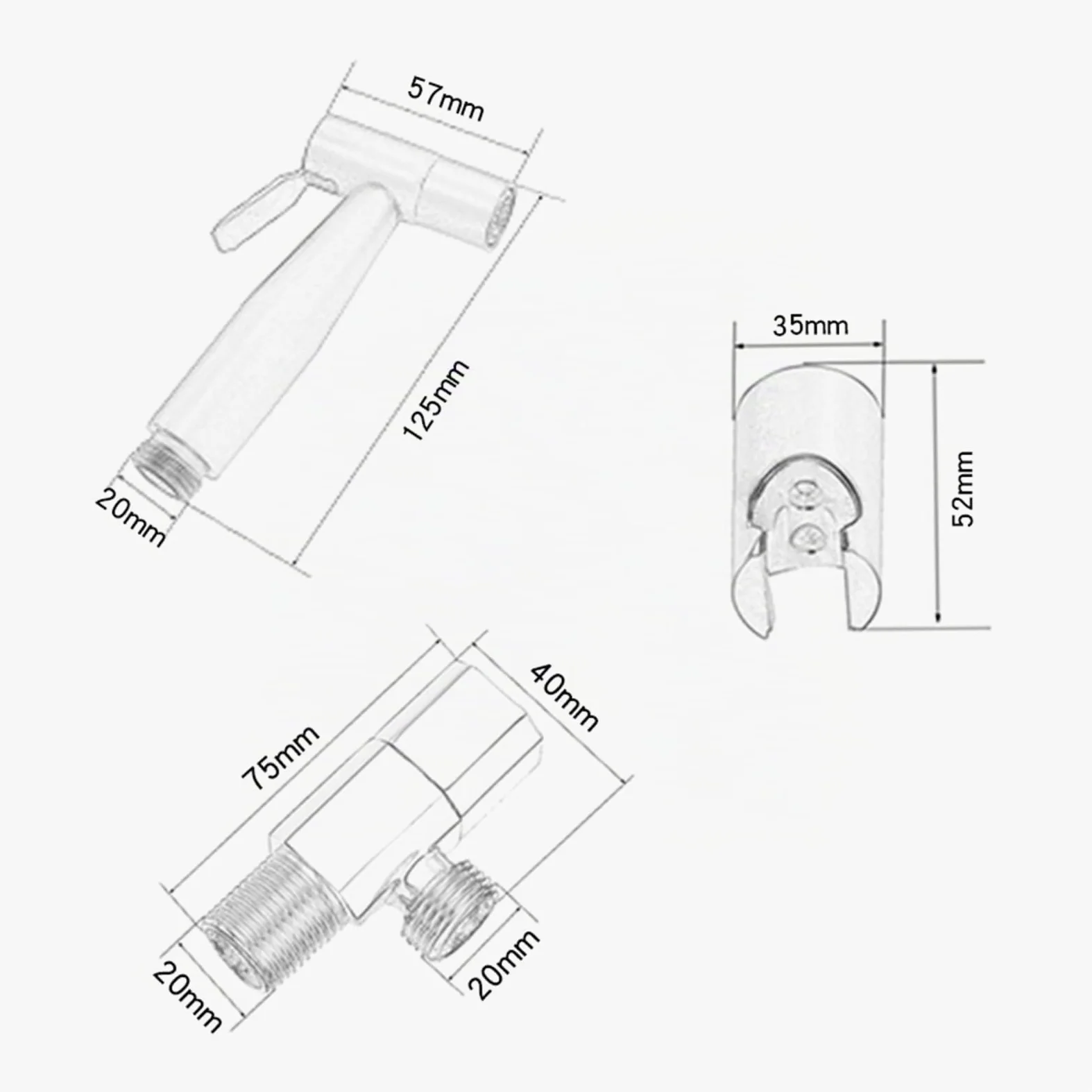 Pulverizador de Bidé de Mano Kit Bidet de Mano para Wc de Pared con Manguera de Ducha de 1,2 M Oro Rosa Cepillado