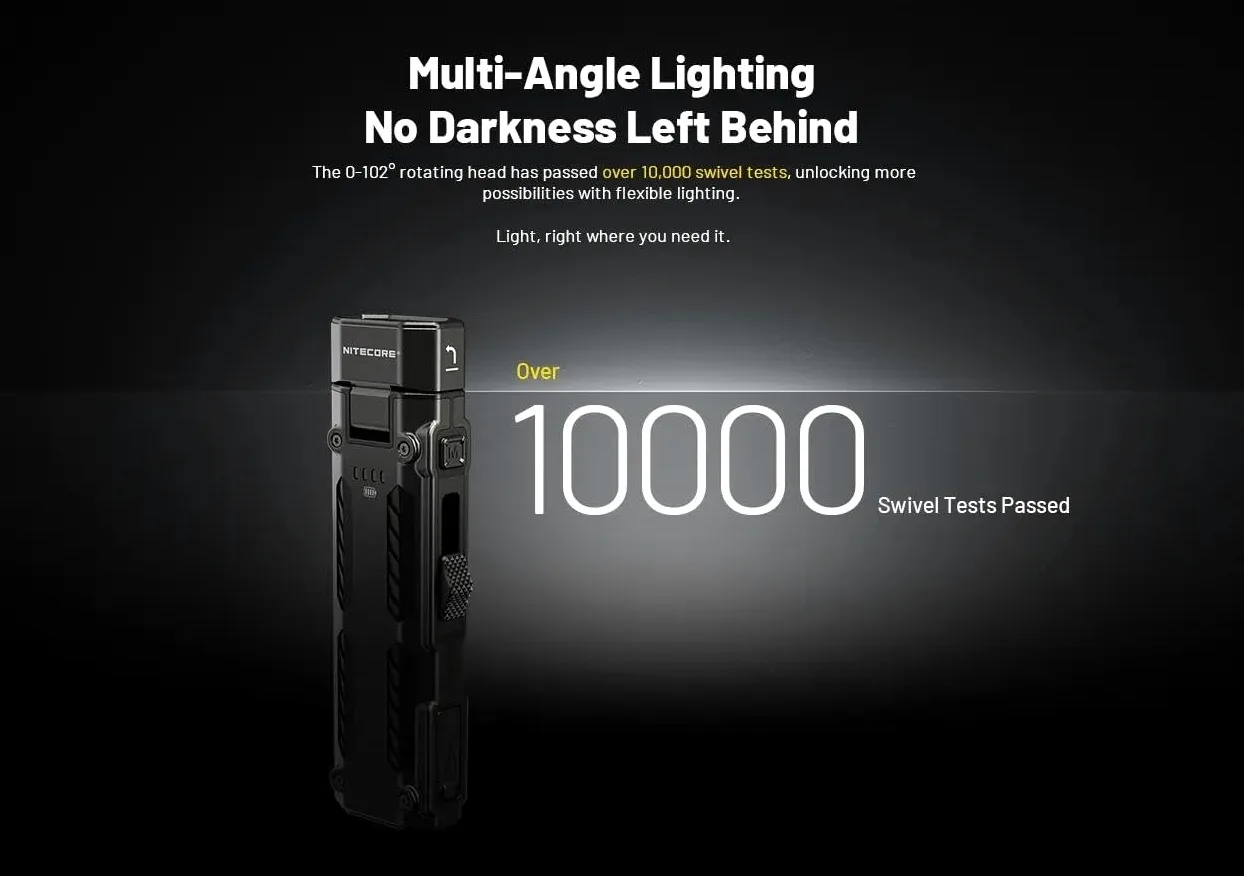 Nitecore EDC09 EDC09 EDC Linterna de alto CRI, tres temperaturas de color, ángulo ajustable, 1600 lúmenes