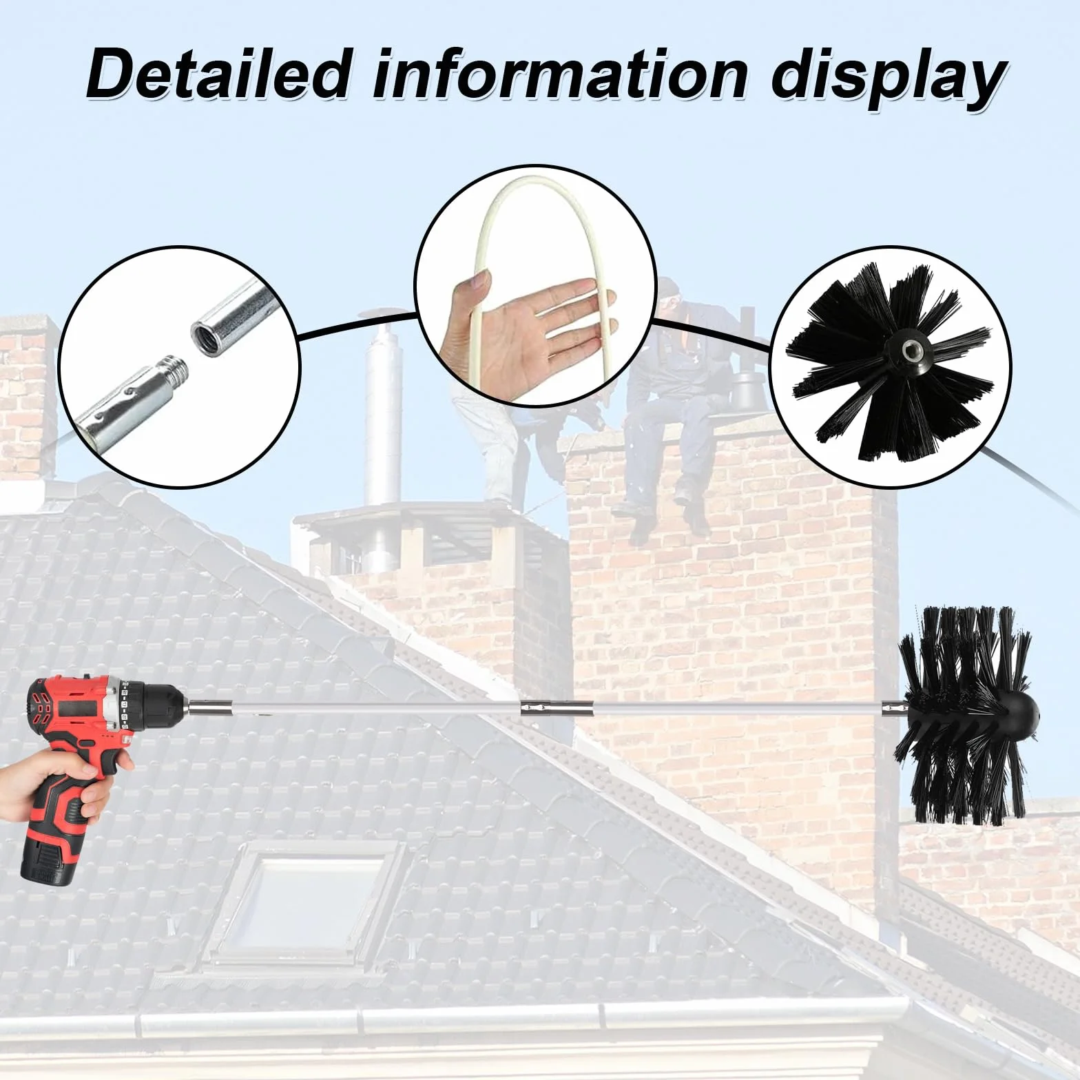 Nizirioo 12pcs Kit De Limpieza Chimenea Cepillo Cepillo Para Chimenea Con Varillas De Nailon, Cabezal Hexagonal