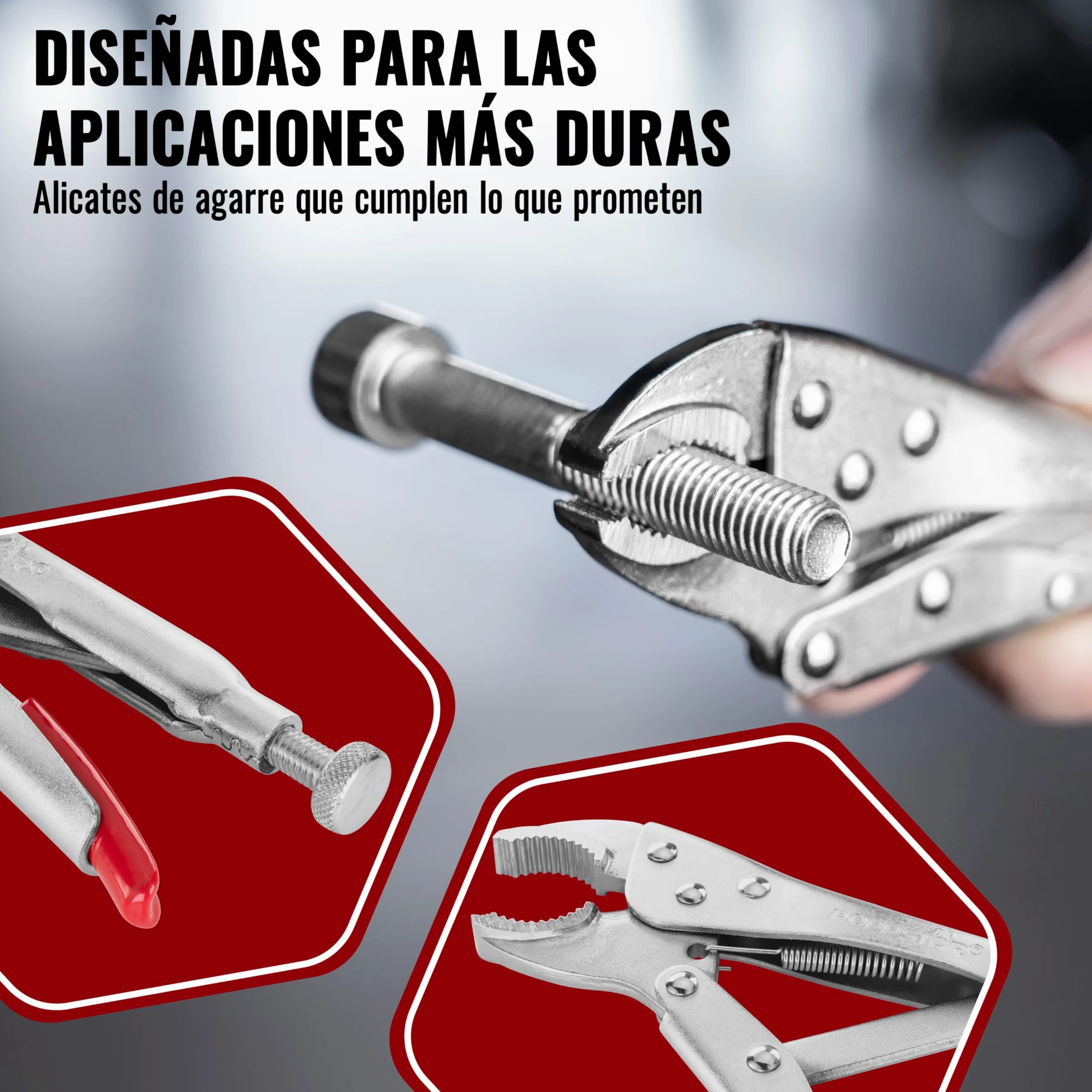Poppstar Juego de alicates de presión con 3x alicates de soldadura (225/182 / 140 mm) y 1x alicate de punta larga (170 mm) inclusa bolsa
