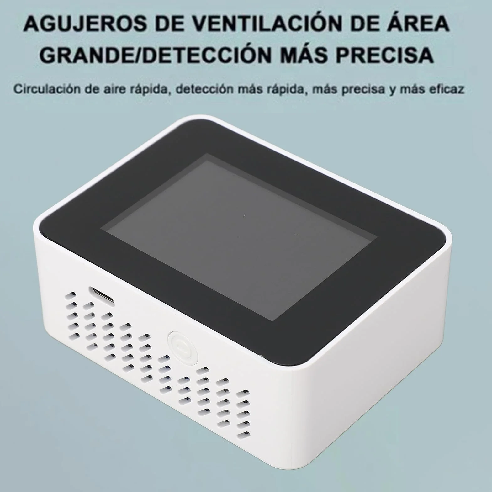 CO2 Monitor de Calidad del Aire Interior HCHO TVOC 5 en 1 con Batería para Viaje Casa y Coche Temp Humi