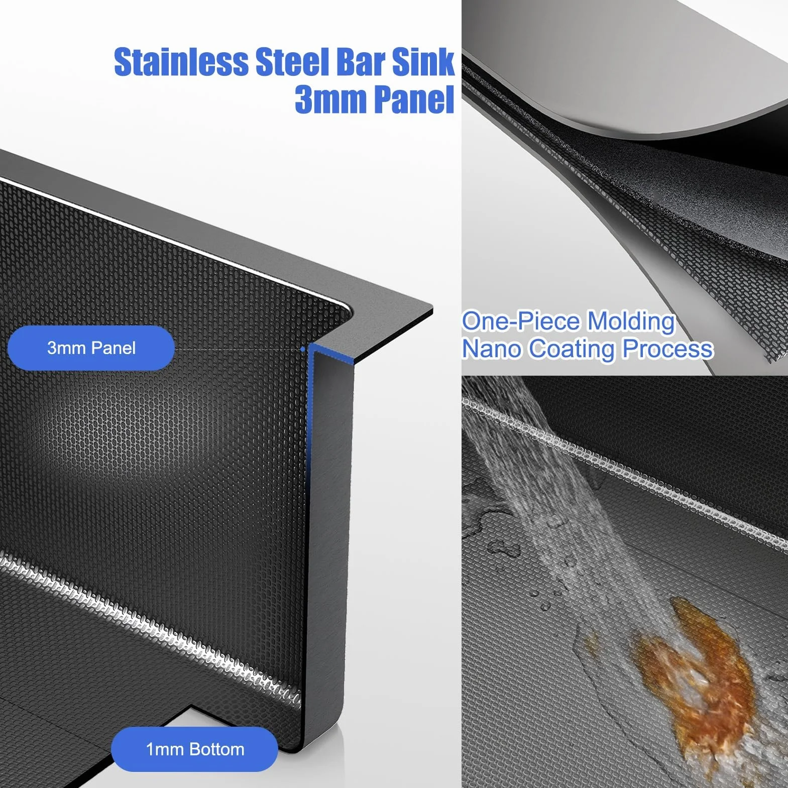 Fregadero De Cocina De Acero Inoxidable Con Cascada Y Grifo Extraíble Fregadero De Un Solo Tazón Con Montaje Superior Con Revestimiento Nanométrico Con Accesorios, Lavadora De Ollas A Presión, Tabla D