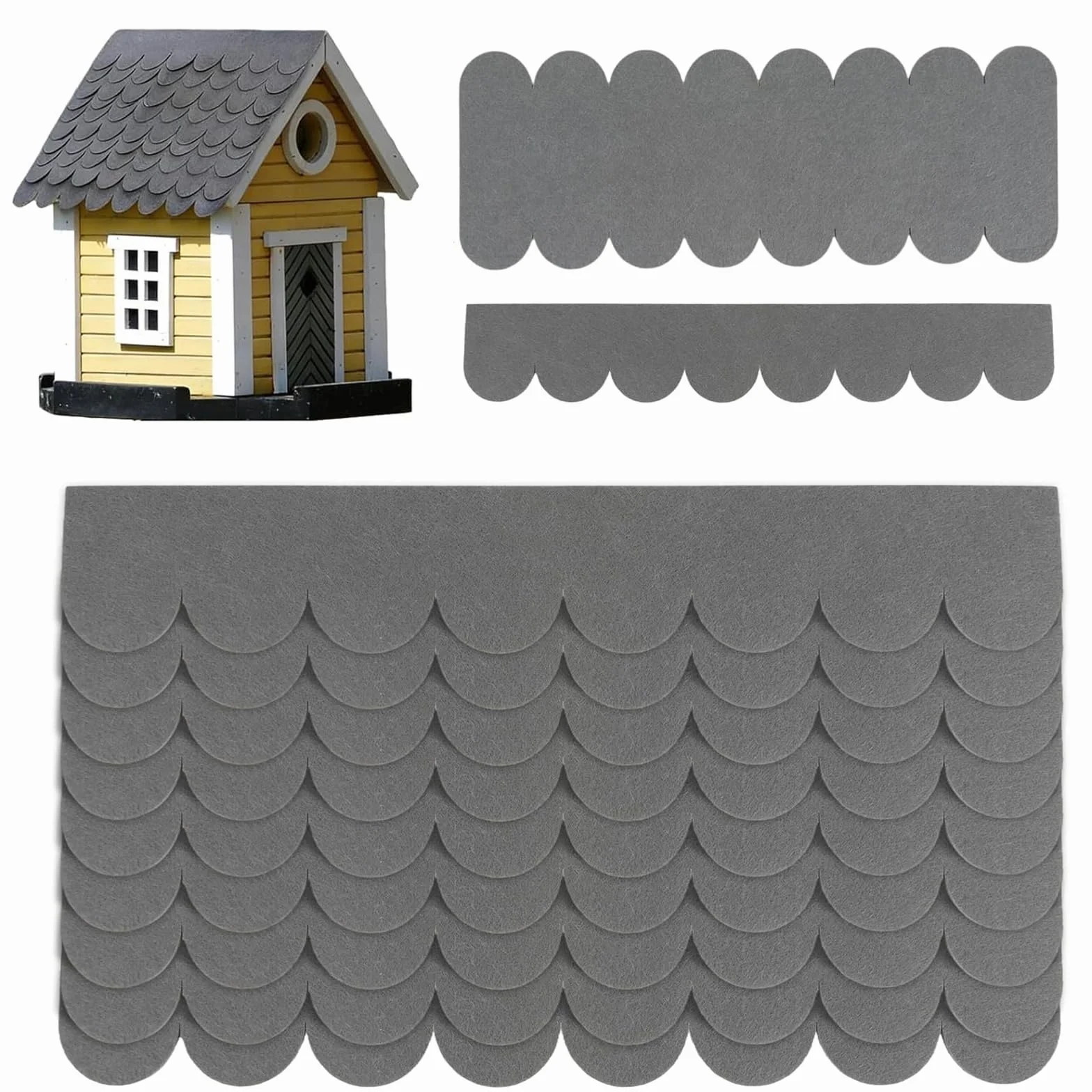 32 tejas autoadhesivas para techo en gris (30 x 5 cm y 30 x 11 cm), resistentes al agua para pajareras, nido, hotel de insectos, casetas para perros y proyectos creativos de madera