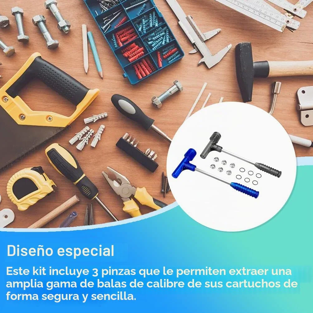 Martillo extractor de balas de impacto con tres juegos de herramientas de mano, agarre cómodo, equipo de taller de reparación profesional para el hogar, Azul
