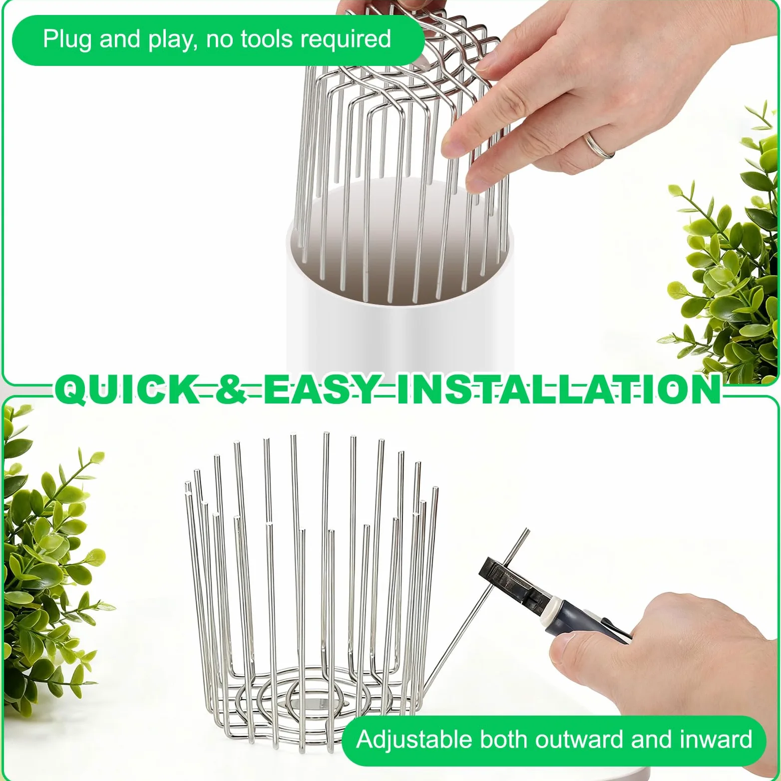 PATIKIL 2Pcs Filtro Protector De Canalón De 69 mm (2.7") De Diámetro | Exterior, Tapa De Terminación De PVC Malla De Cubierta De Techo Cubierta De Tubo De Escape Protector