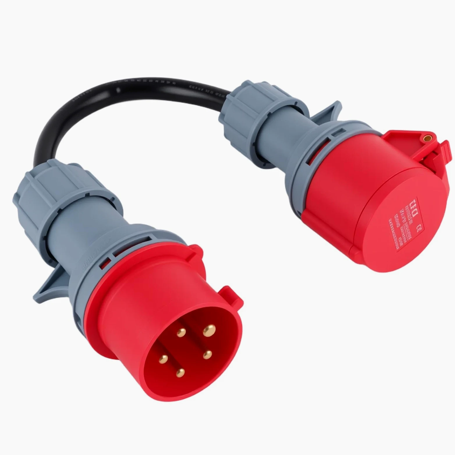 Adaptador de CEE Corriente Recta 32A en 16a, Cable de Corriente Fuerte 16a Inserto de Inserción, Material de Metal y Plástico, Duradero y Seguro, Impermeable IP44, Adecuado para