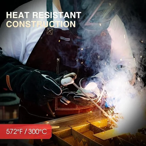 YESWELDER Guantes de Cuero para Soldadura MIG Resistentes al Calor Negros