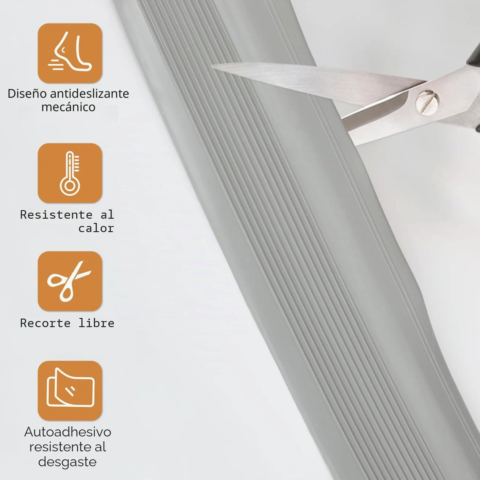 5 metros/10 metros Perfil antideslizante para escaleras, perfil autoadhesivo para escalones, flexible tira de borde de PVC para escalones de goma, cinta de borde para escaleras para interior y