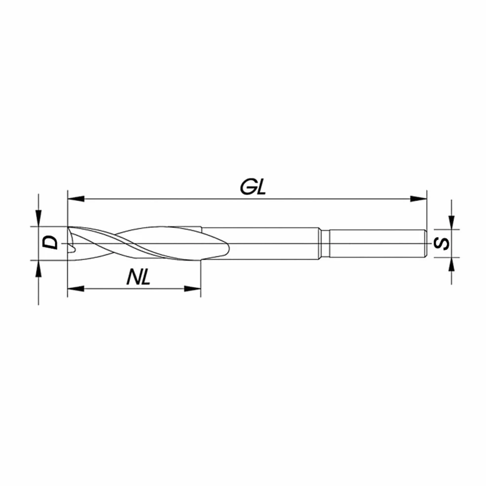 ENT 45242 brocas para ranurar, espiral de Rotación hacia la izquierda acero para herramientas, Diámetro (D) 10 mm, NL 45 mm, GL 140 mm, rotación hacia la izquierda, S 13 mm