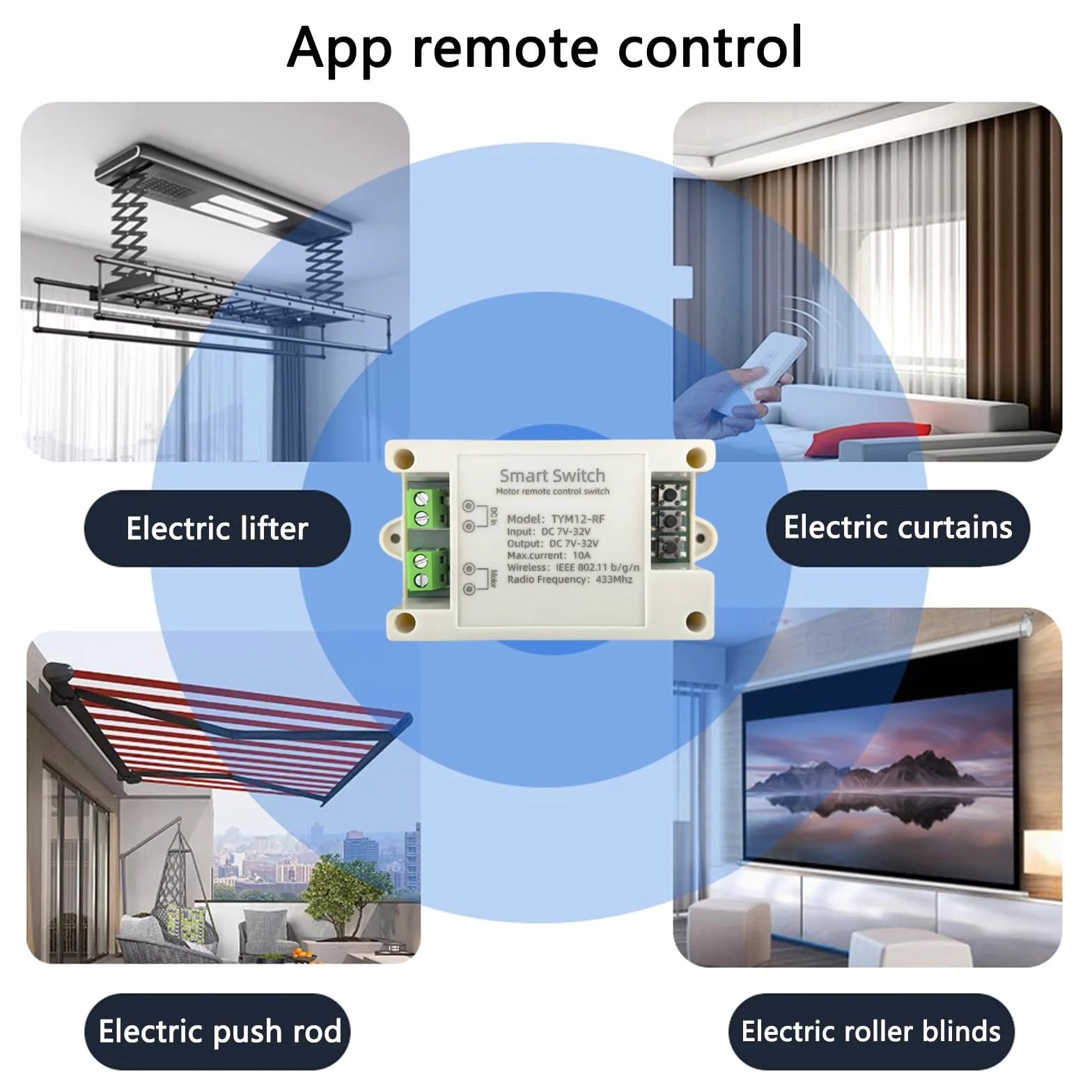 Jane Eyre Controlador inteligente WiFi para motores de CC Tuya para la Smart Life App Control remoto de actuadores lineales de 12V/24V y varillas de empuje eléctricas,Válvula solenoide,cabrestante