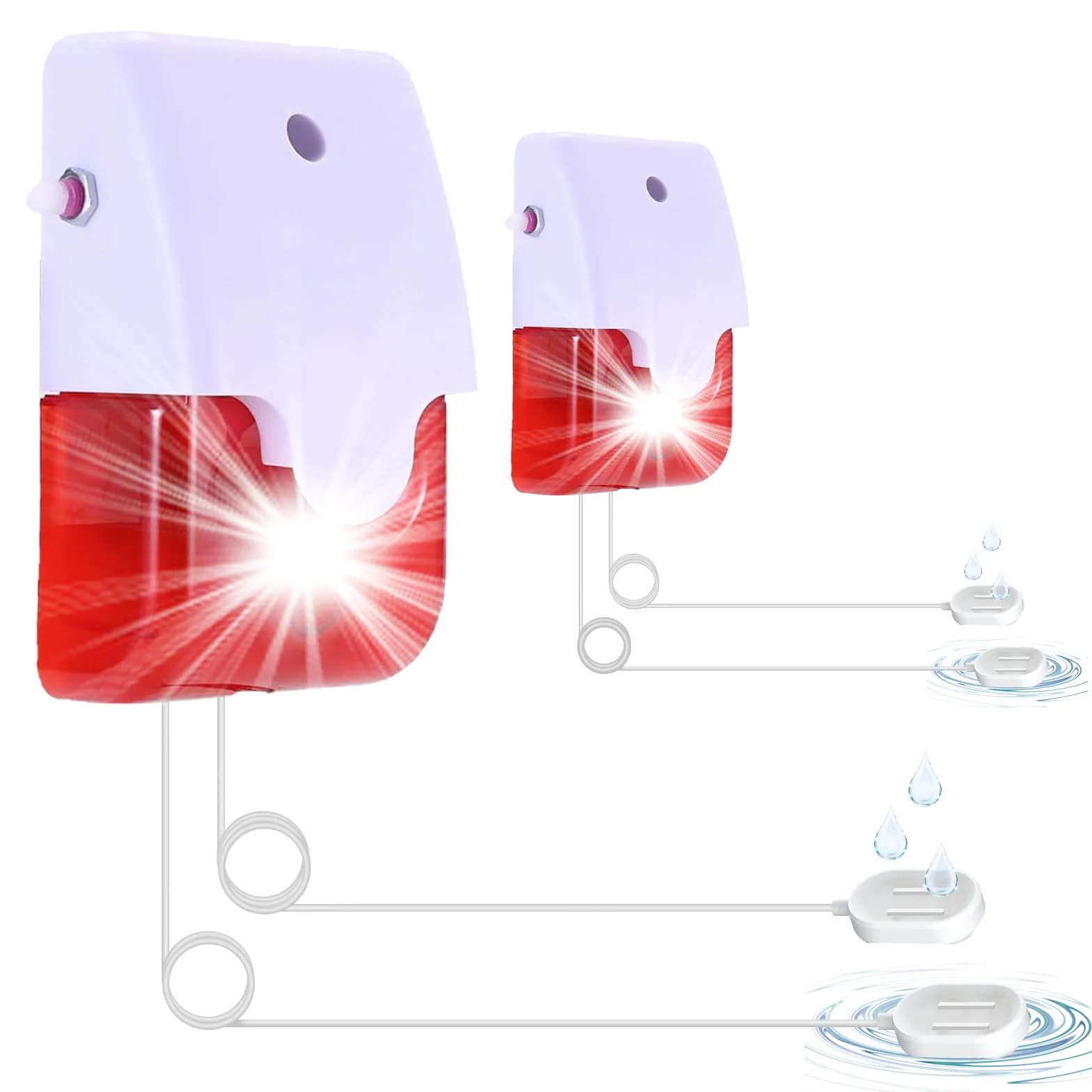 Detector de Fugas de Agua de 2 Piezas con sonda Doble, Cable de 5M por sonda, Sensor de Agua acústico y Visual Ajustable de 120 dB como máximo