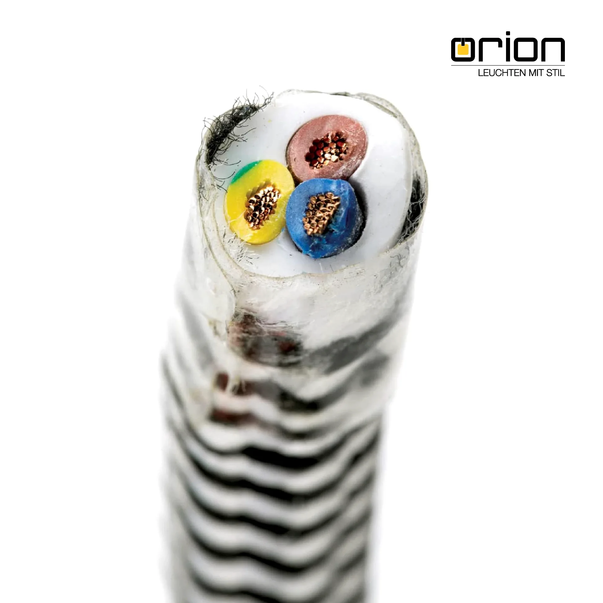 Cable con revestimiento textil, cable de alimentación de 3 hilos, 3 x 0,75 mm², con conductor a tierra, accesorios de lámpara (5 m, Blanco Negro)