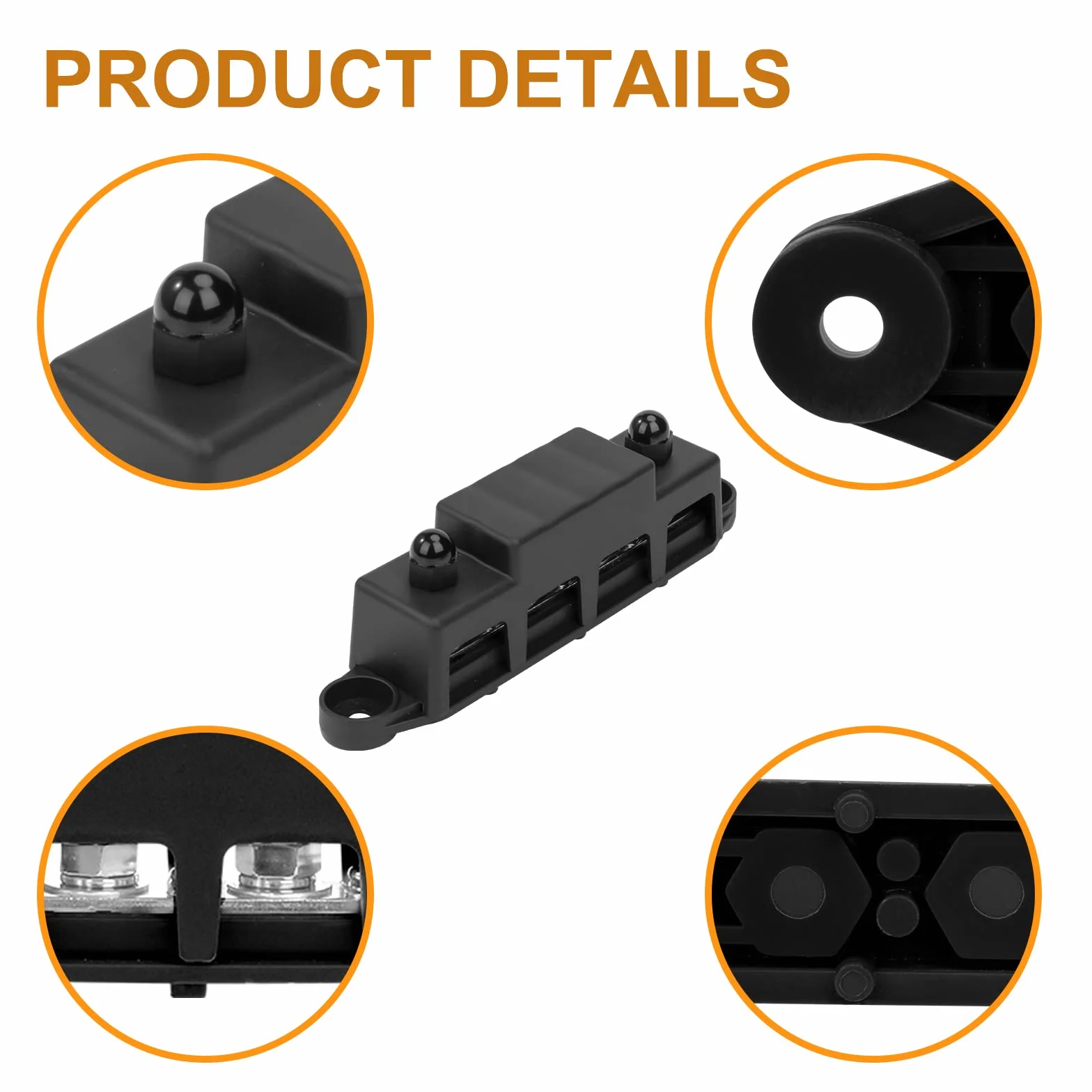 QIMEI-SHOP Bloques de Distribución de Energía 12V-48V Caja de Distribución de Barra Colectora 250A BusBar con 4 Pernos de Terminal M8 para Automóvile Barco Rojo Negro 2 Piezas