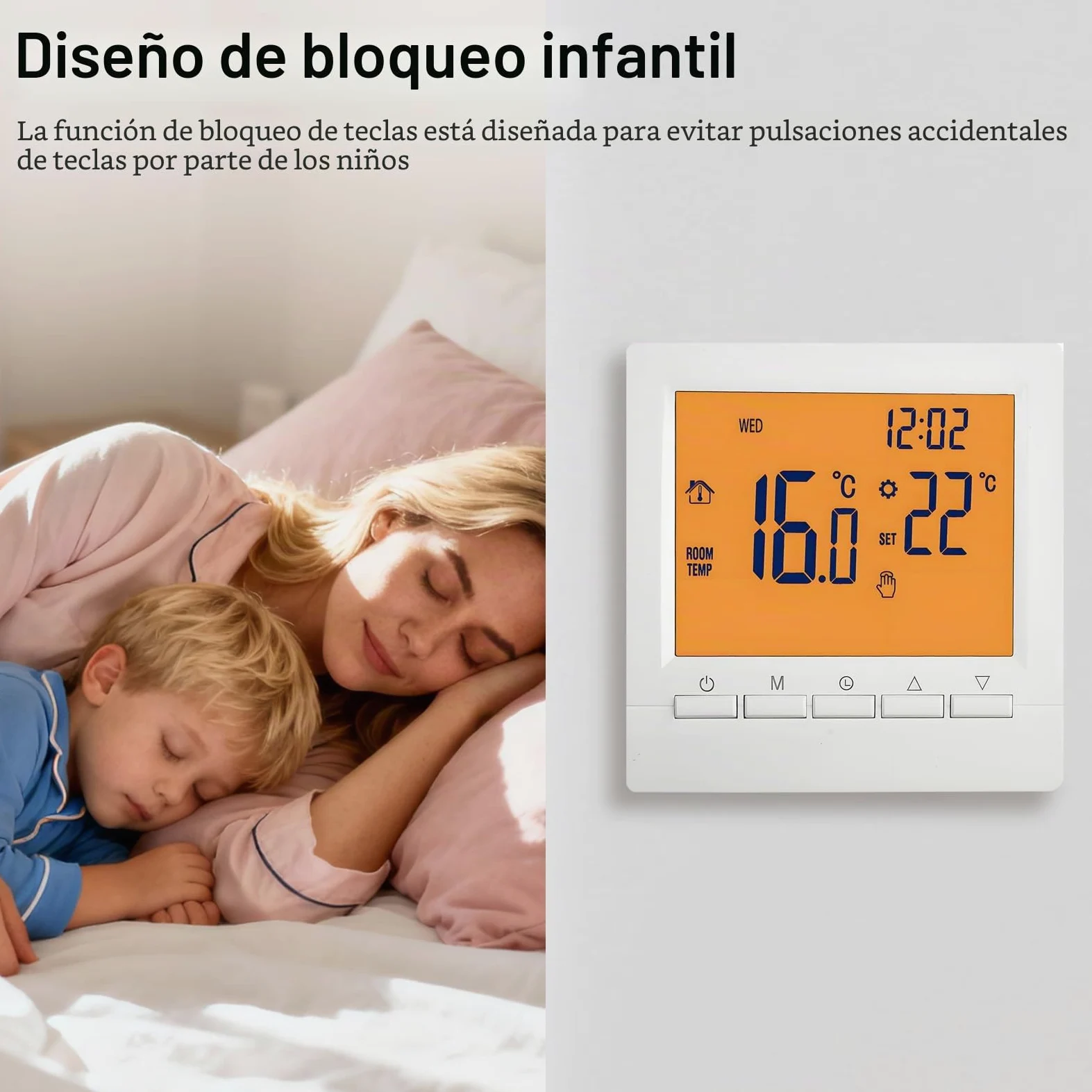 Termostato inteligente programable, termostato montado en la pared, calderas de gas, controlador de temperatura de calefacción con pantalla LCD grande, sin WiFi