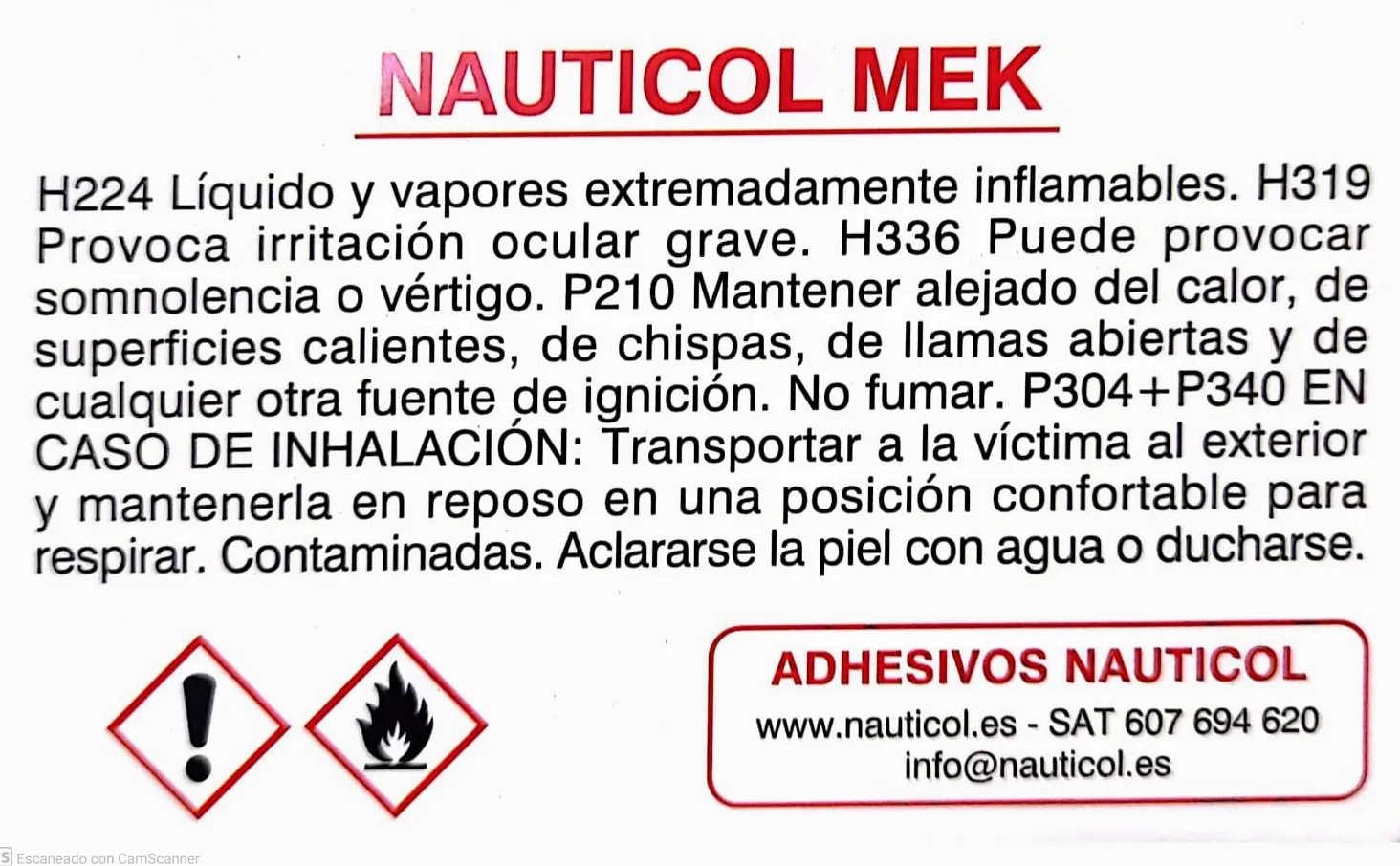 Disolvente para PVC MEK quita pegamentos para neumáticas de PVC Nauticol - 750 ml