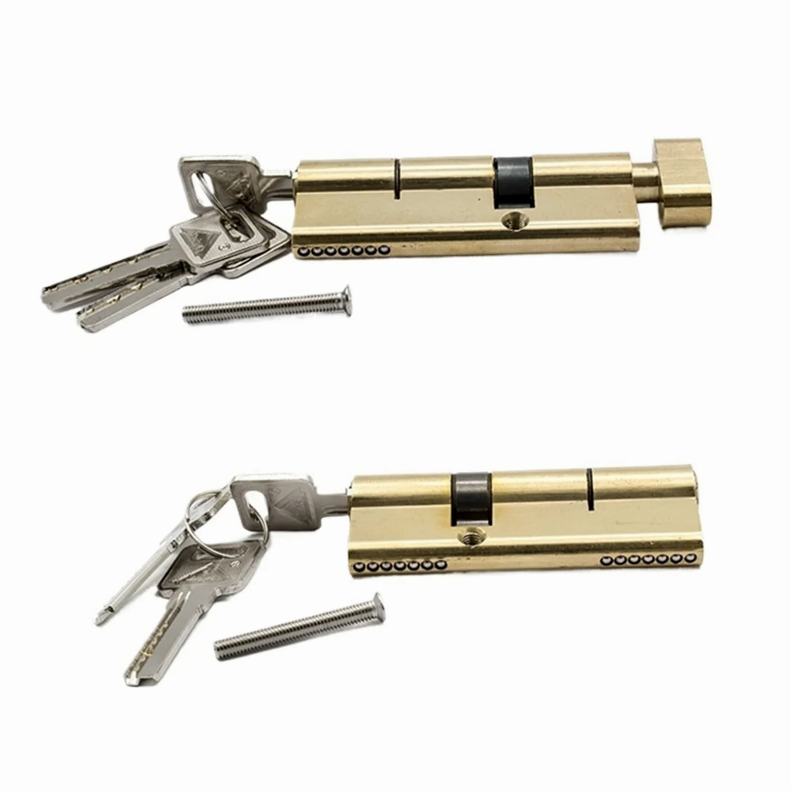 Cerradura de perfil europeo, Cerradura de puerta de latón con cilindro abierto, doble o simple, for interiores, 80/85/90/95/100/105/110 mm, con 3 llaves extendidas de 80 mm.((35knob-45)80mm)