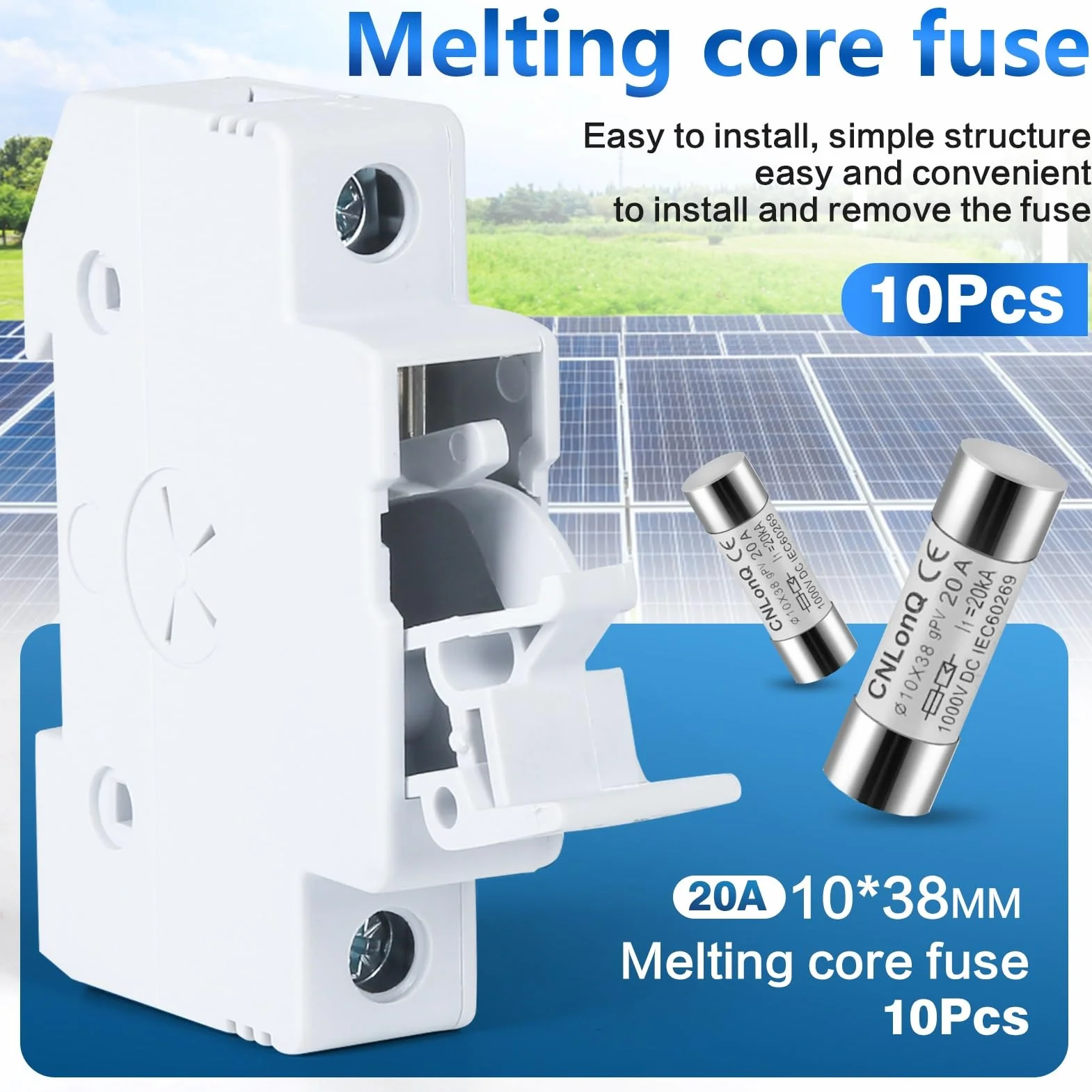 DEWIN Fusibles fotovoltaicos 10X38 mm DC1000V 20A Tipo gPV Solar