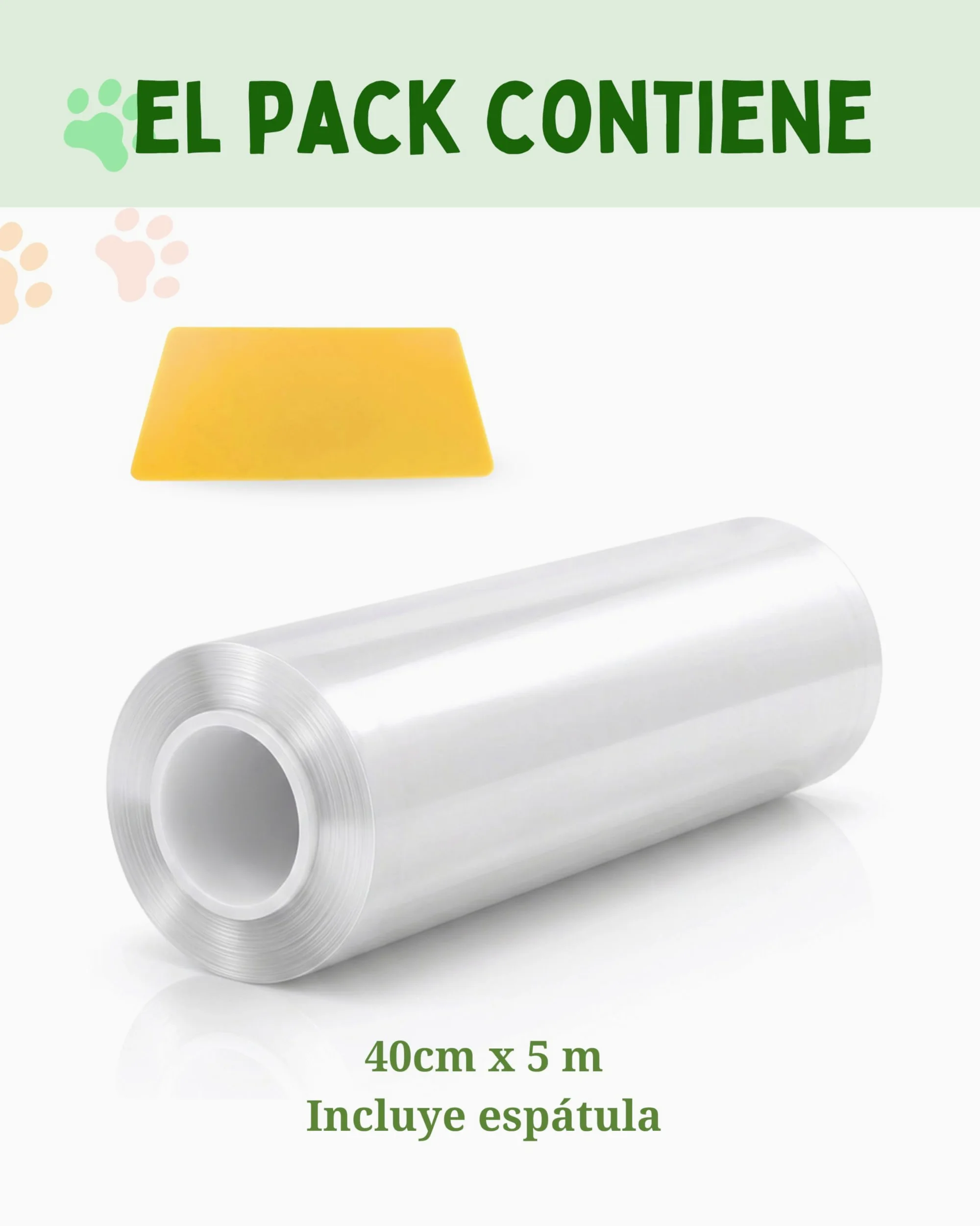 Protector Sofa Gatos Arañazos 40cm x 5m - Plastico Adhesivo Antiarañazos para Sofa y Puertas, Protector Transparente para Gatos y Perros, Fácil de Instalar