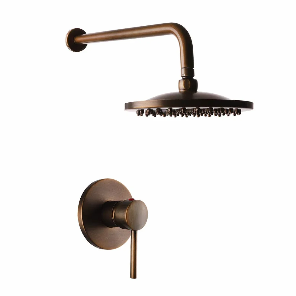 Grifo de ducha Empotrado Vintage Latón antiguo Sistema de ducha vintage Válvula de cerámica Baño Mezclador de ducha Grifos Monomando Grifo de baño Ducha de función única