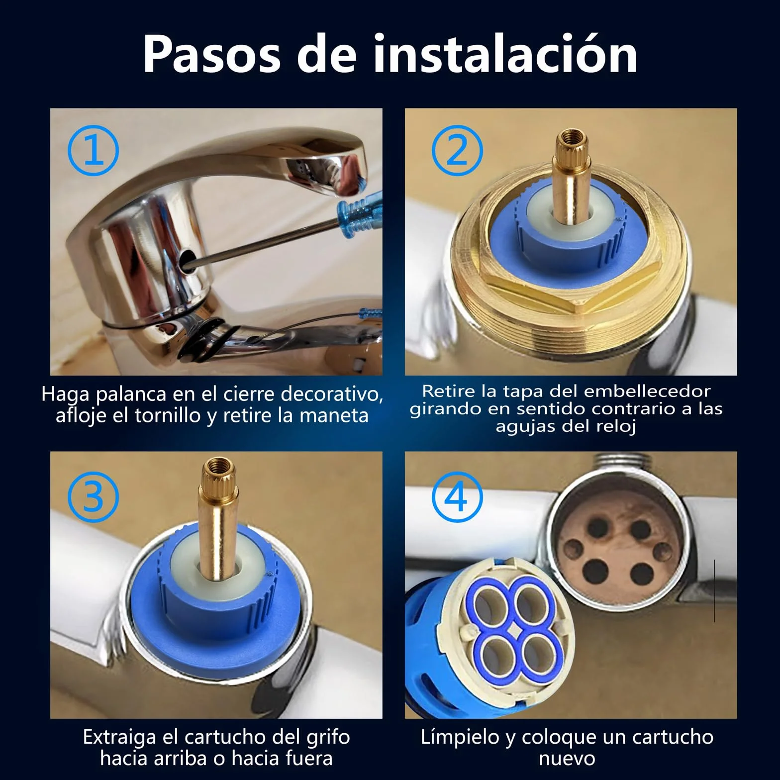 Cartuchos cerámicos de 35mm, recambio de cartuchos cerámicos de 4 vías para grifo monomando de ducha, válvula cerámica para grifo (Model 76)