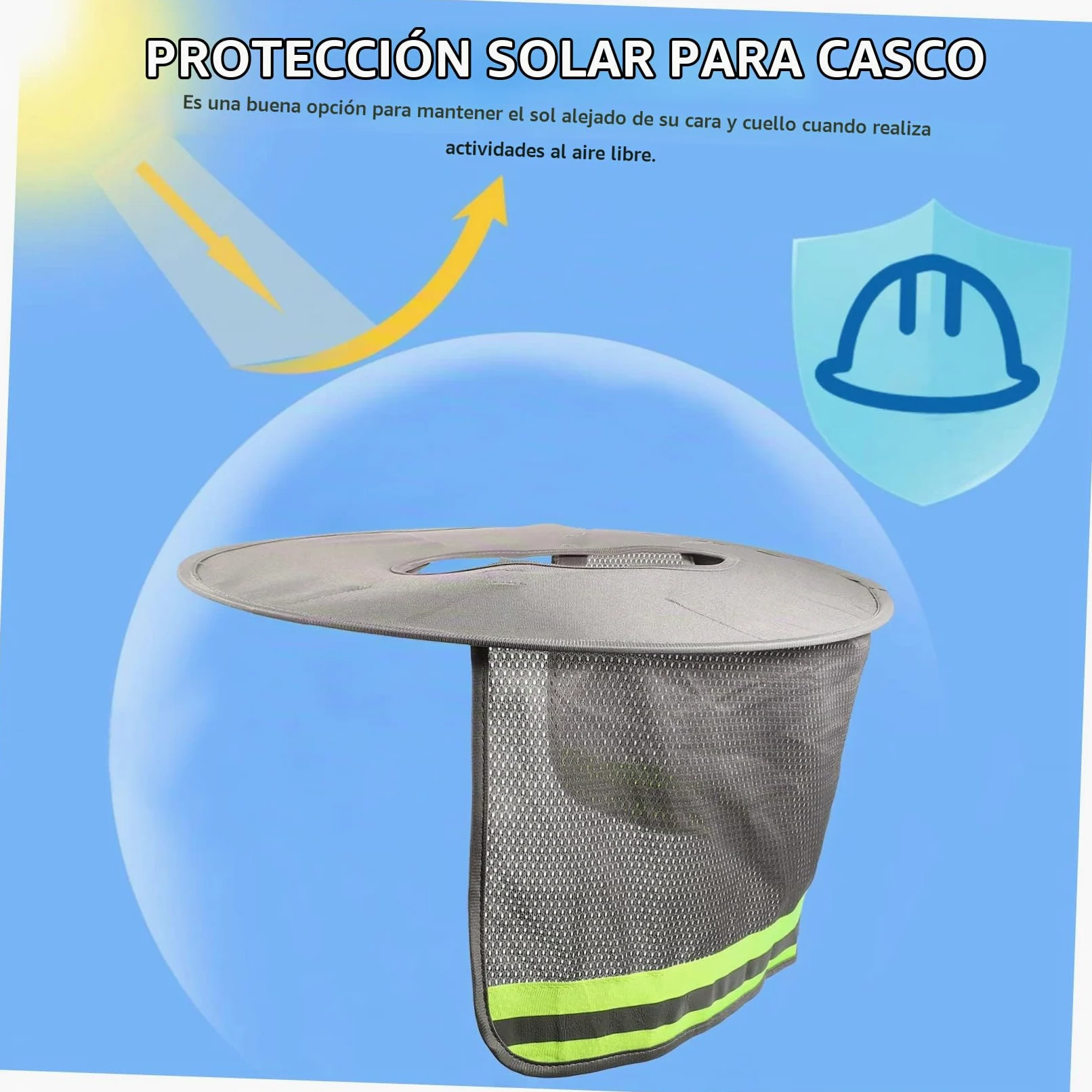 ULTECHNOVO Cubierta para Casco con Visera de ala Completa y Protección Solar Reflectante para Cuello – UV-Blocking for Outdoor Construction Work, Maintenance & Rail Jobs – for Workers in Hot Climates