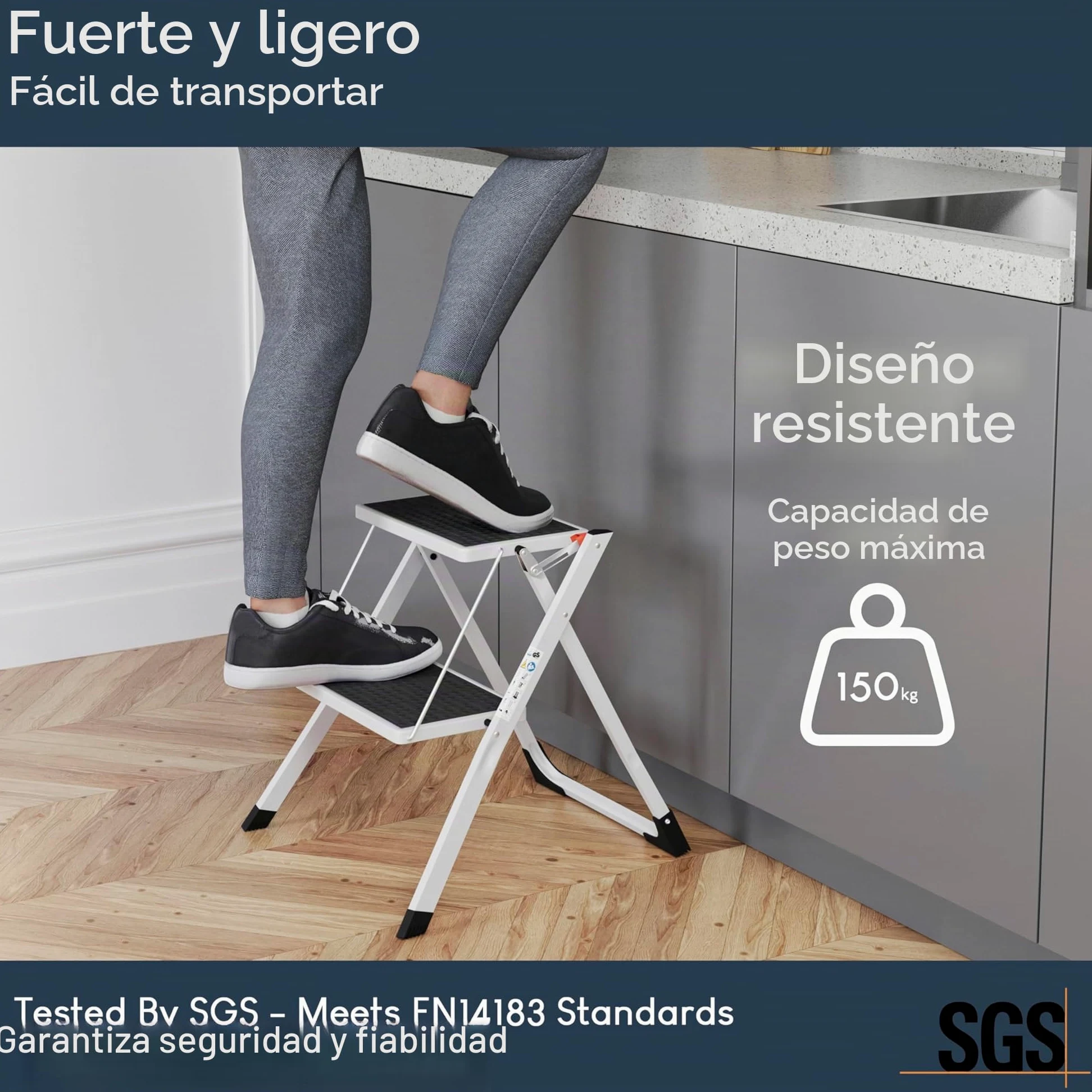 Home Vida – Potro Plegable con Goma Antideslizante, Resistente, de Metal, de Dos escalones y de Color Negro y Blanco