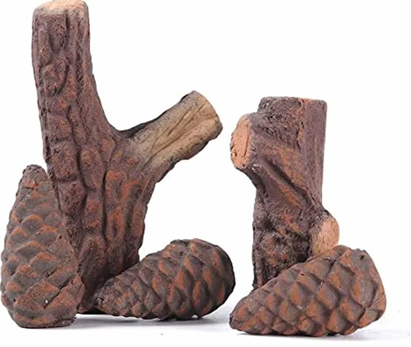 Juego de 10 troncos de madera de cerámica, decoración de chimenea, cerámica, decoración de madera, para gas, etanol, eléctrica, interior y exterior