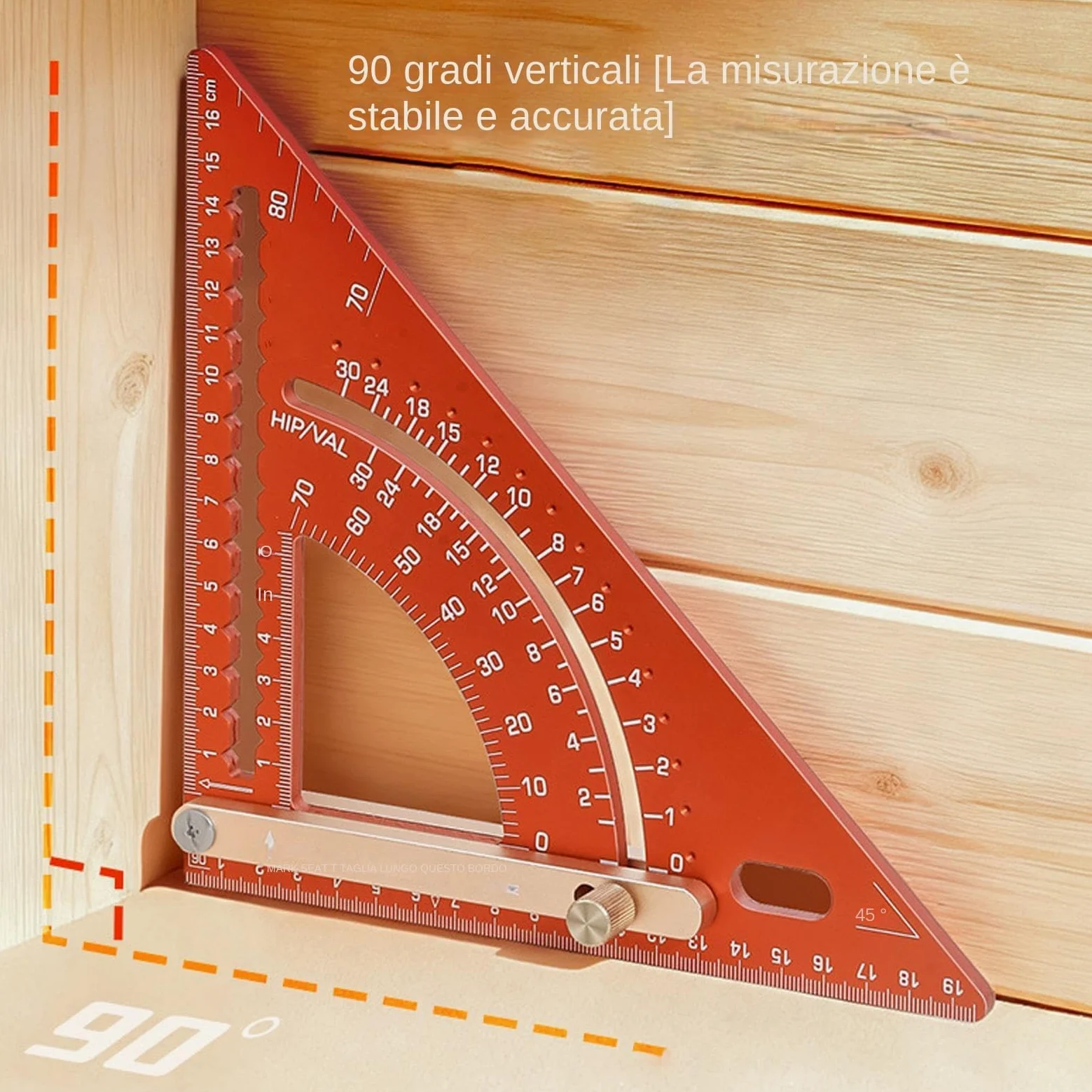 Escuadra de Carpintero - Regla Triangular para carpintería, Regla de construcción, Velocidad Ajustable para Trabajos en Madera, aleación de Aluminio métrica para Hombres