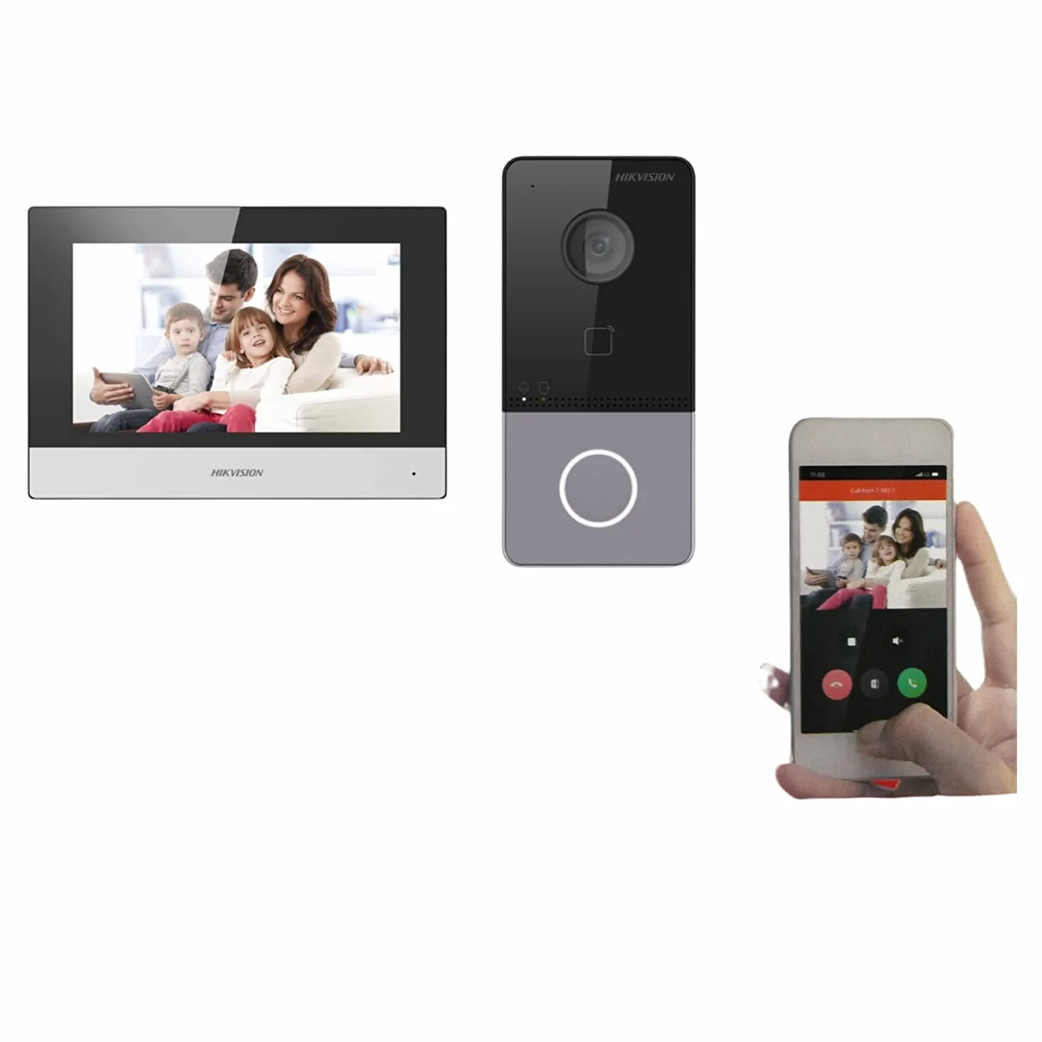 Hikvision Teléfono de Puerta de Video basado en IP/Campana | Pantalla TFT Colorida de 7 Pulgadas | Resolución de Video 1080p | Cobertura Gran Angular|