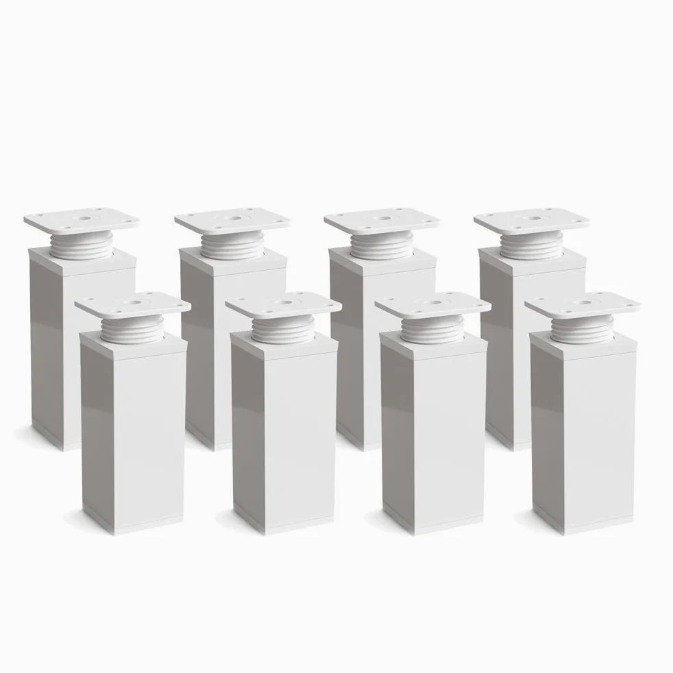 Sossai Patas para Muebles, Set de 8 Unidades, H 120 mm, Blanco Ajustable, diseño Elegante, Perfil Cuadrado, Modelo MFV1, para armarios, cómodas