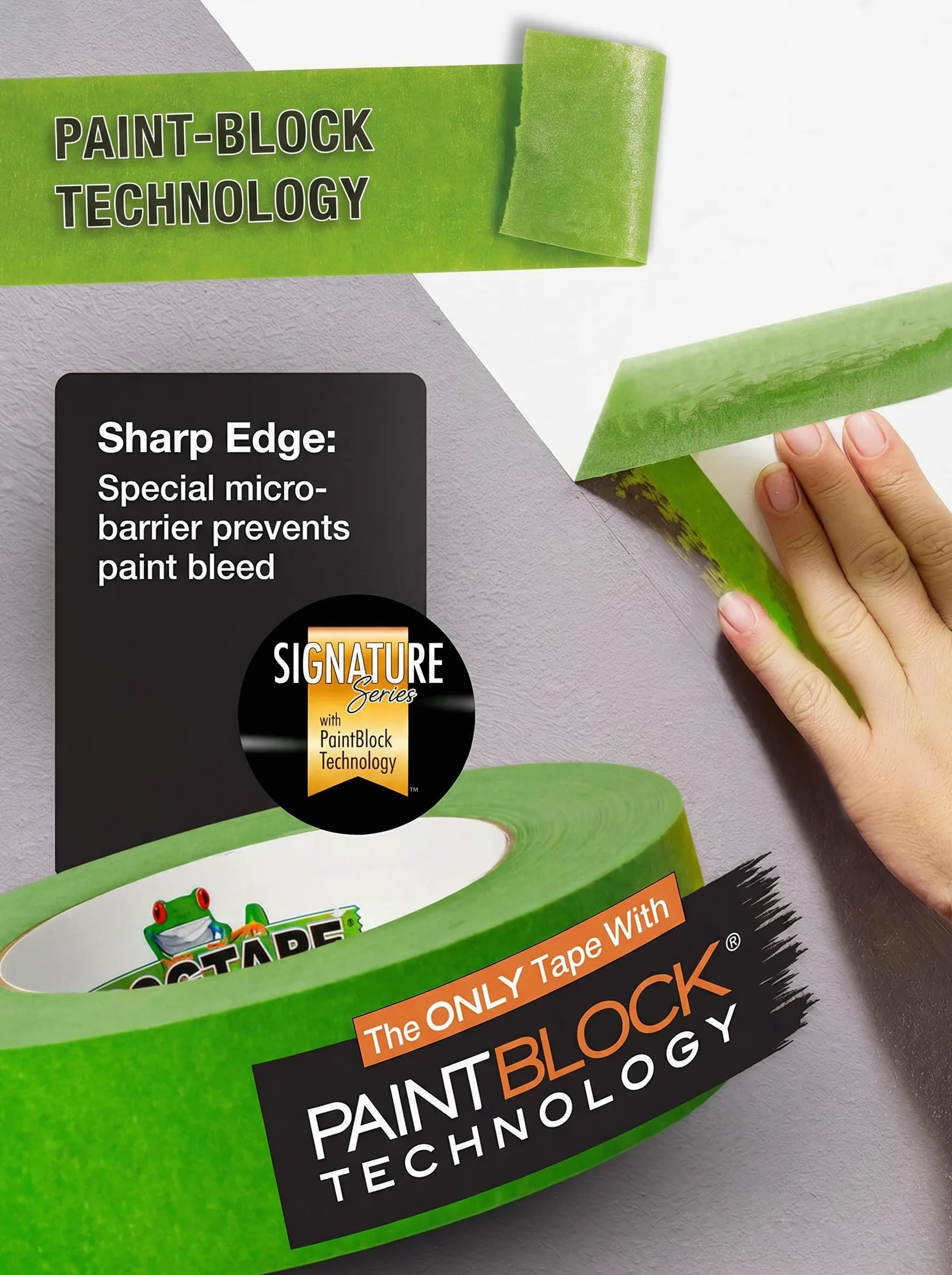 Frog Tape Multi Surface Cinta de Carrocero Verde, Tecnología PaintBlock, Cinta de Pintor para Madera Cristal y Metal, Bordes Muy Nítidos, Retirada Sin Residuos, Multisuperficie, 24mm x 55m Pack 3