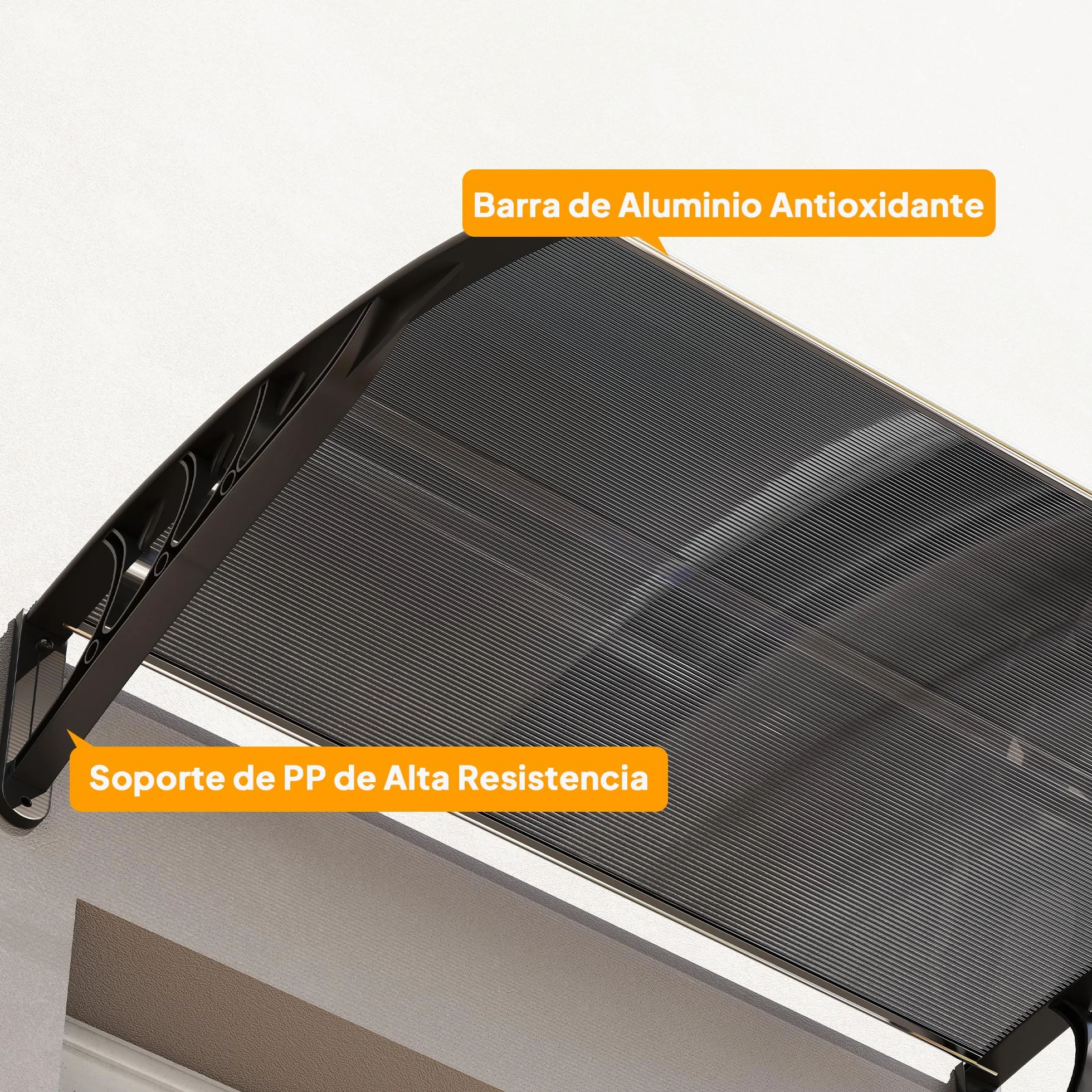 Outsunny Marquesina Exterior 100x75 cm Tejadillo Protección Sol Lluvia Policarbonato Aluminio Negro