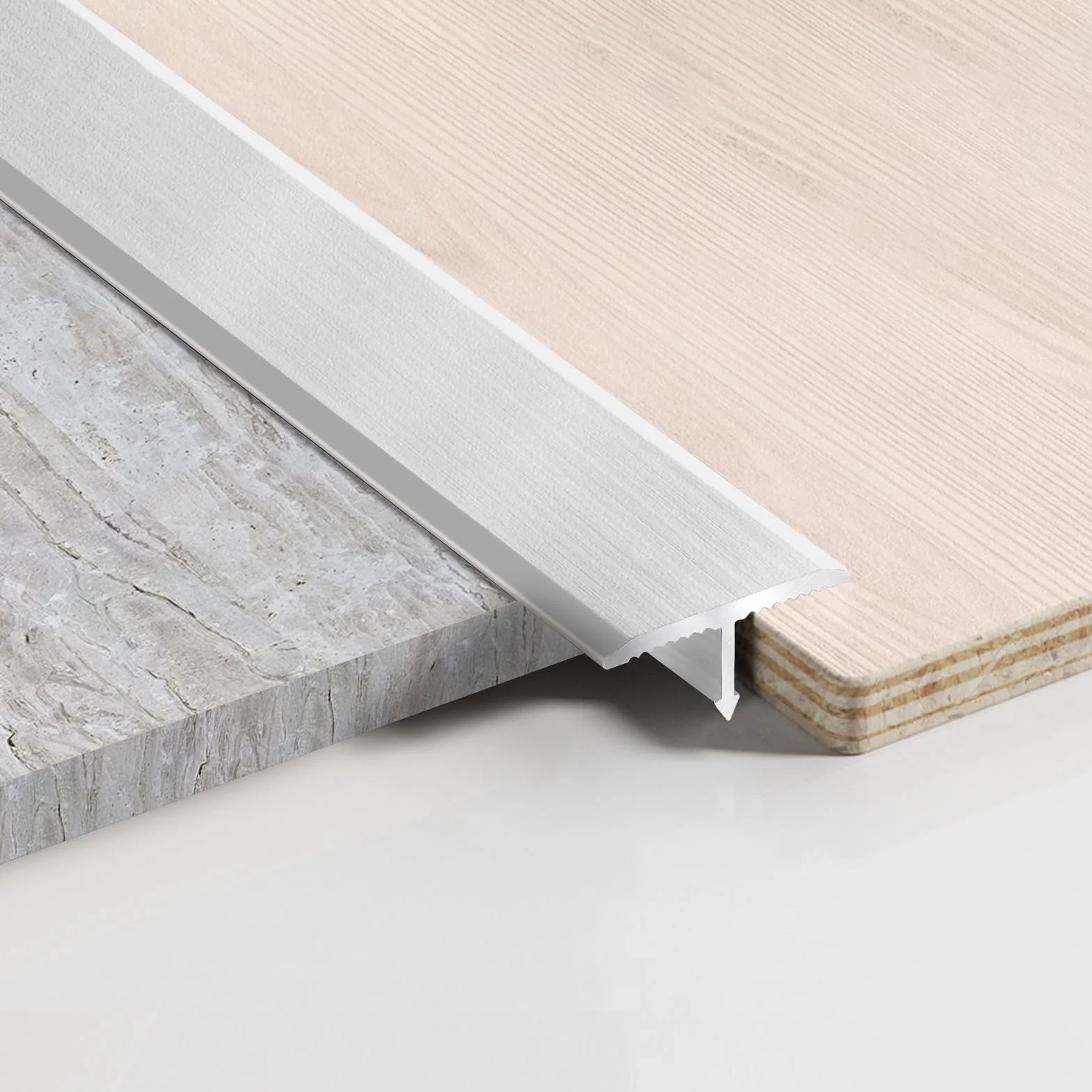 Perfil de Transición de Aluminio 3 piezas, Tira de Umbral Perfil en T de Conexión de Suelos, 900 x 20 mm, para transiciones entre baldosas, suelos, moquetas, Plata