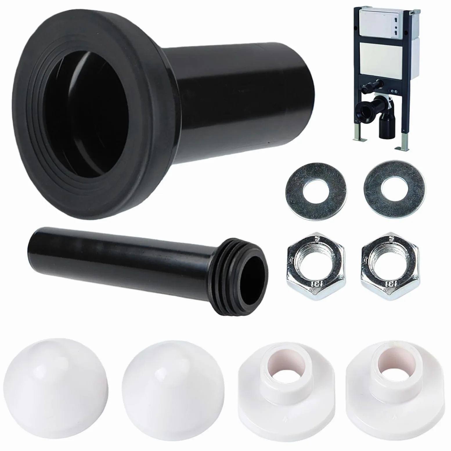 Kit de conexión para descarga de pared, diámetro de la tubería de PVC 90/110, longitud 180 mm, compatible con Geberit Duofix 405.116.00.1. Manguera de drenaje de pared (modelo:
