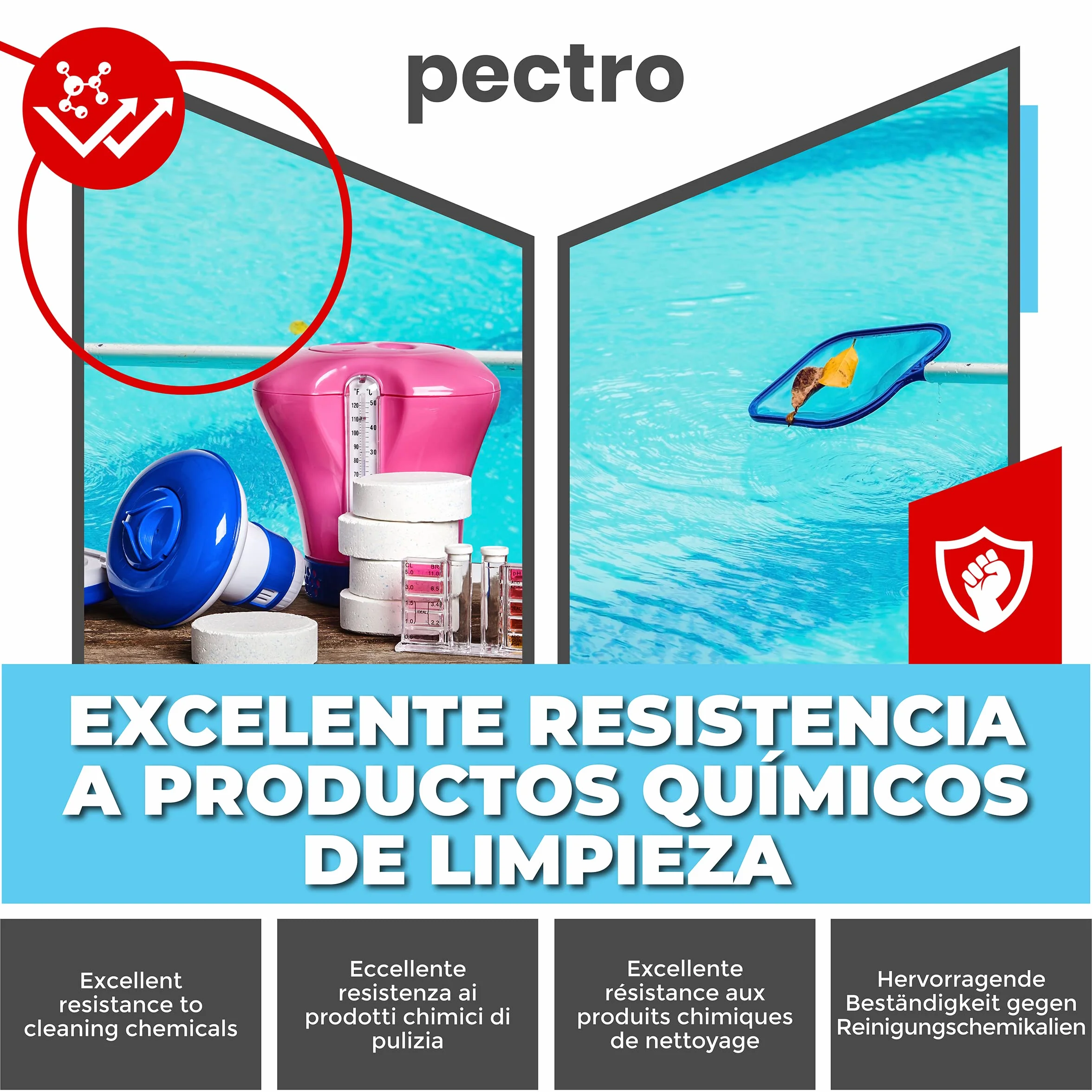 PECTRO Pintura Piscinas 4L de Cemento al Agua Resistente a Productos de Limpieza (AZUL OCÉANO)