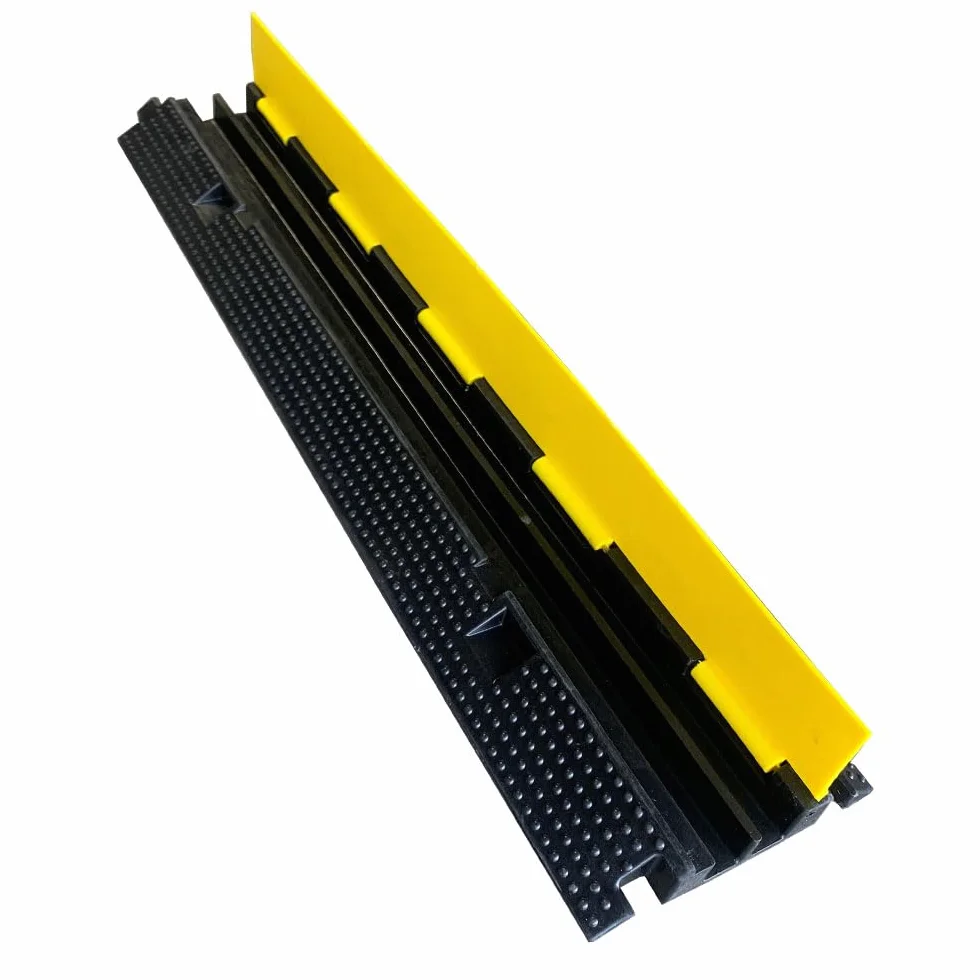 ADO - Pasacables de Suelo de Caucho Doble Vía 100x25x4 cm | Protector de Cables para Suelo Exterior, Antideslizante, Resistente a la Intemperie | Negro, 1-Protector de Cable, Caucho