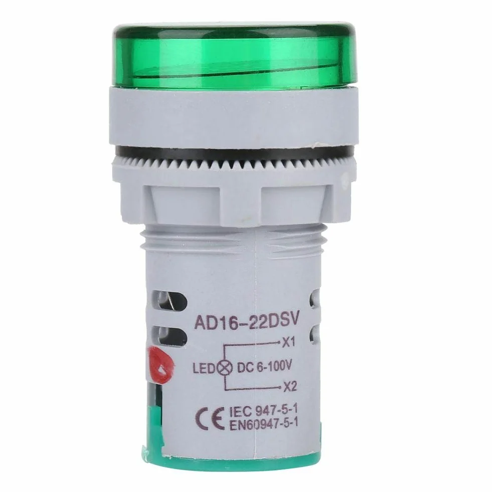 Voltímetro LED Digital Luminoso Indicador de Voltaje, Comprobador de Lámpara Redondo (Green)