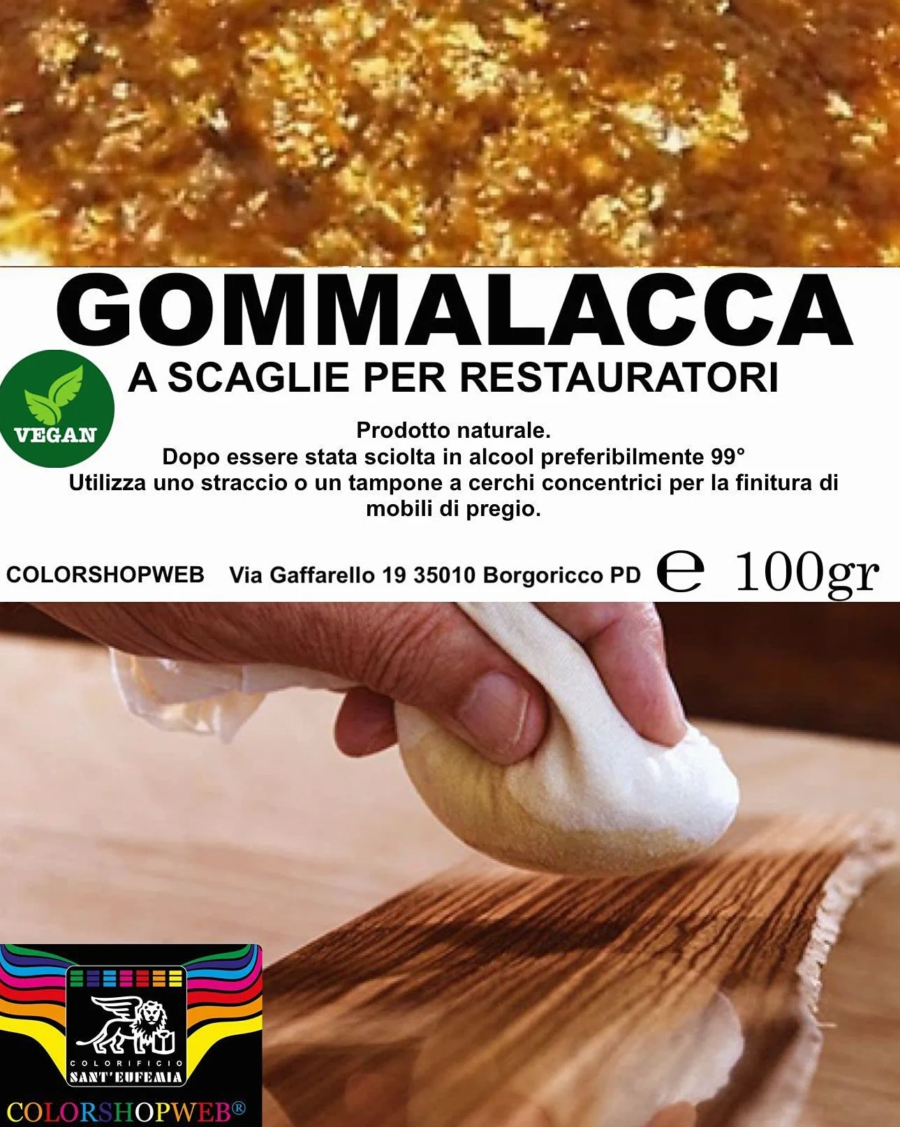 GENERICO Goma laca en escamas para restauradores 500 g