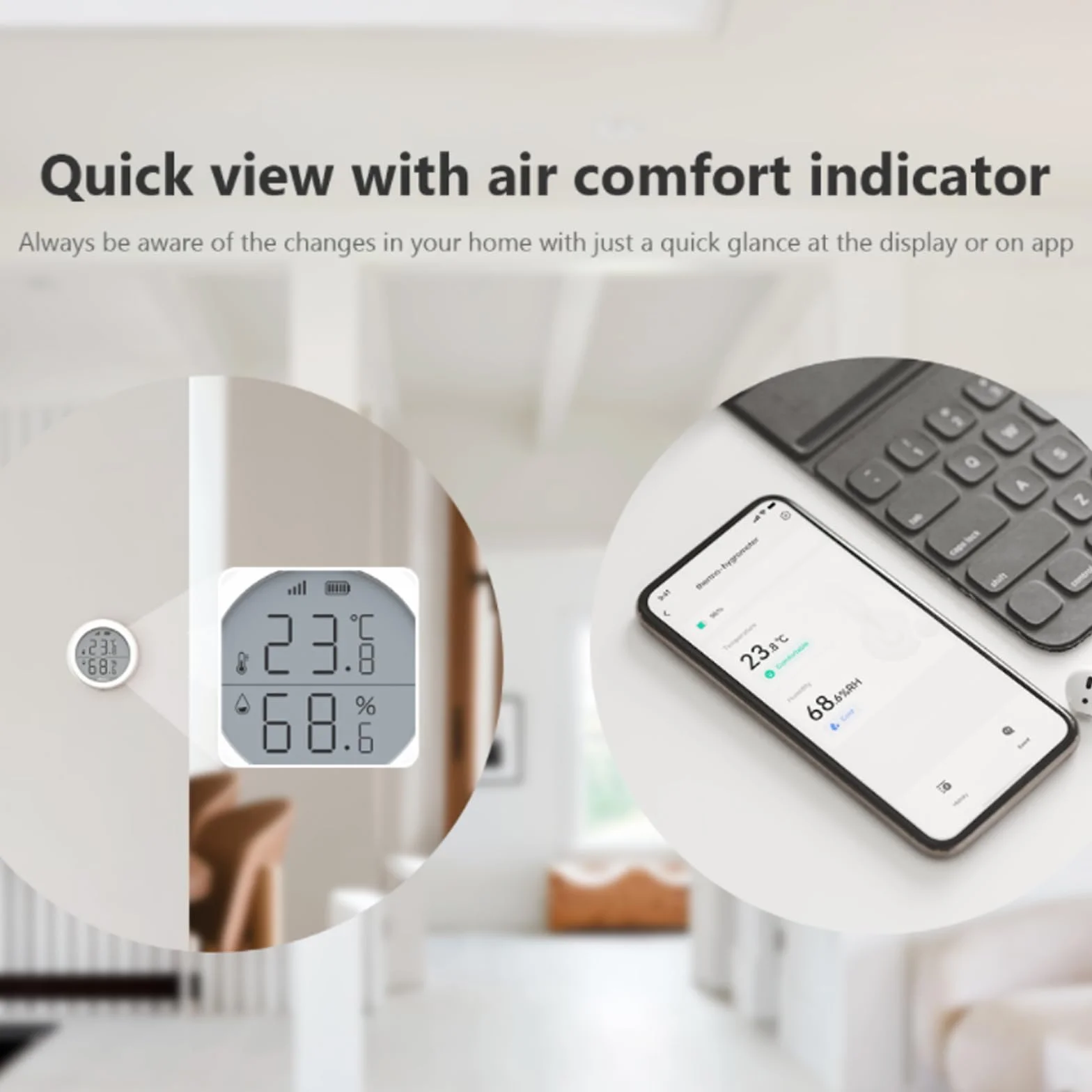 Imou ZTM1 Sensor de temperatura WiFi inalámbrico Sensor de humedad Termómetro interior Higrómetro inteligente inalámbrico Sensor de humedad con alarma y almacenamiento de datos para bebés Home Garage