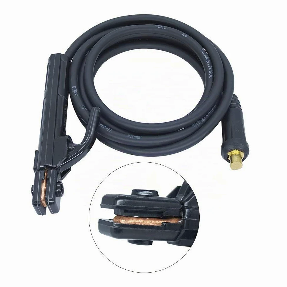 Pinza de retención de electrodos para soldadura, incluye soporte de electrodos de 200 A o 300 A (16 mm²/200 A, mandril de 9 mm (3 m)