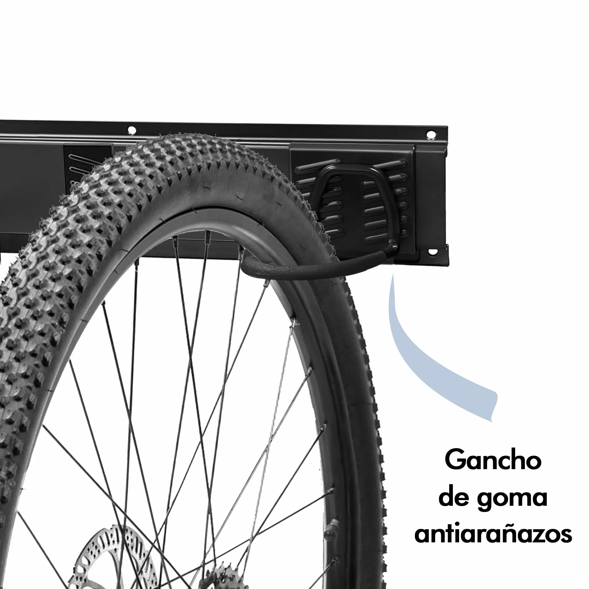 Mimoke Soporte de pared vertical ajustable para bicicleta eléctrica, MTB y bicicleta de carretera, soporte de pared para bicicletas y ganchos para casco (para 4 bicicletas 2 rieles)
