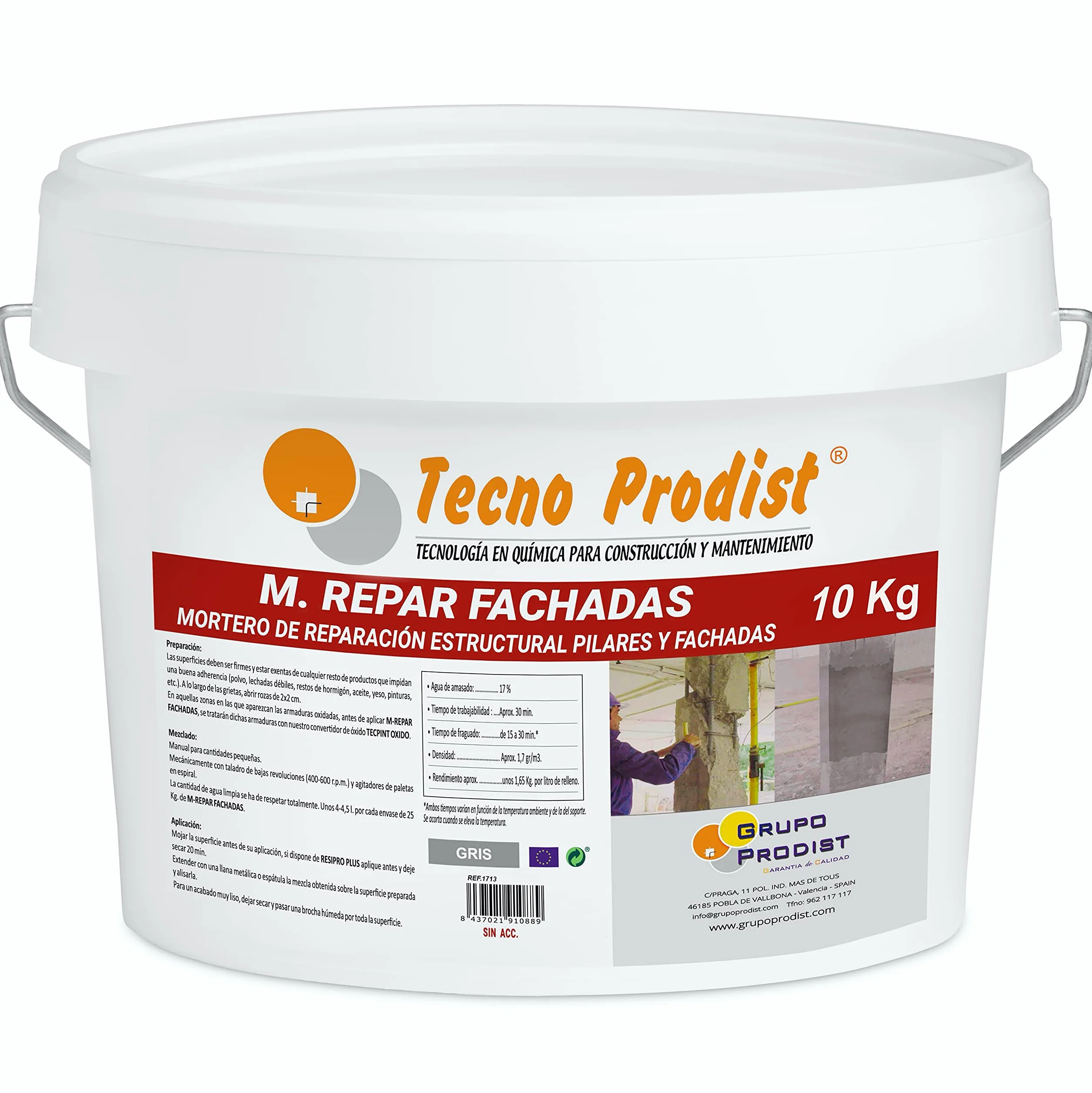 Mortero estructural M-REPAR FACHADAS 10 kg para reparaciones de fachadas, cornisas, pilares