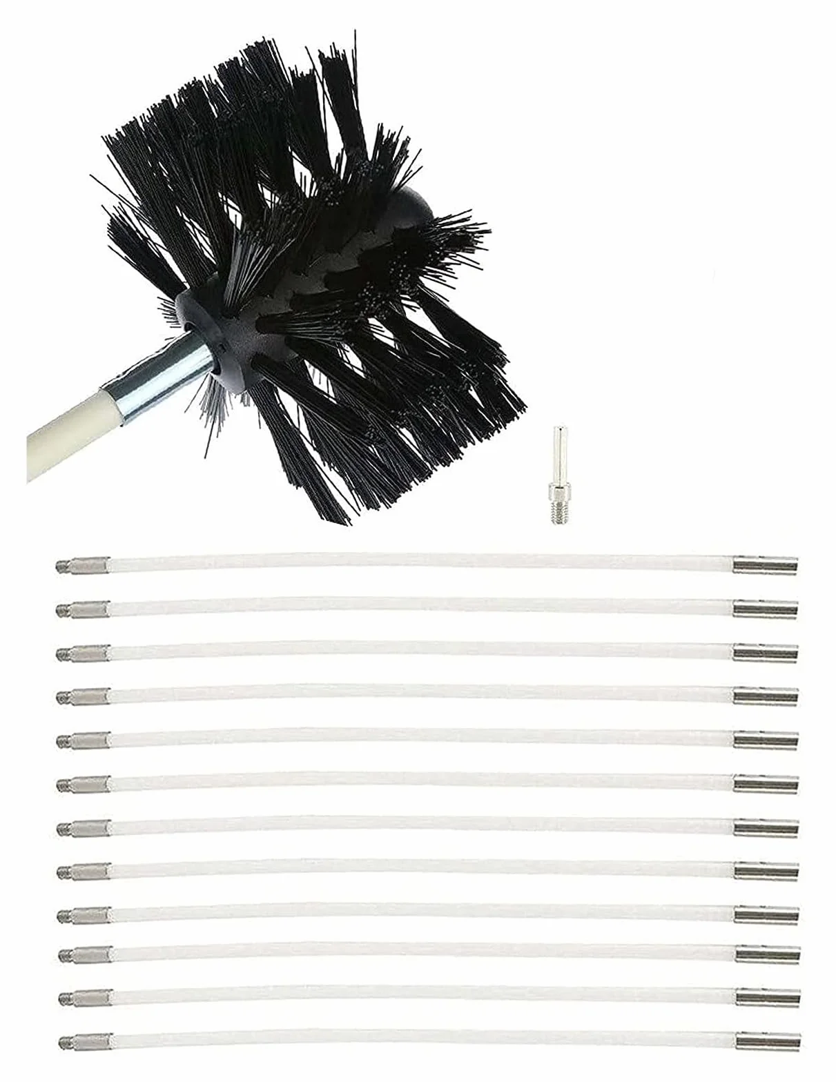 Kit De Deshollinador For Estufa De Pellets, Cepillo De Limpieza Giratorio, Varillas De Nailon Flexibles, Kit De Deshollinador Doméstico, Herramientas(12 Rods,410mm)