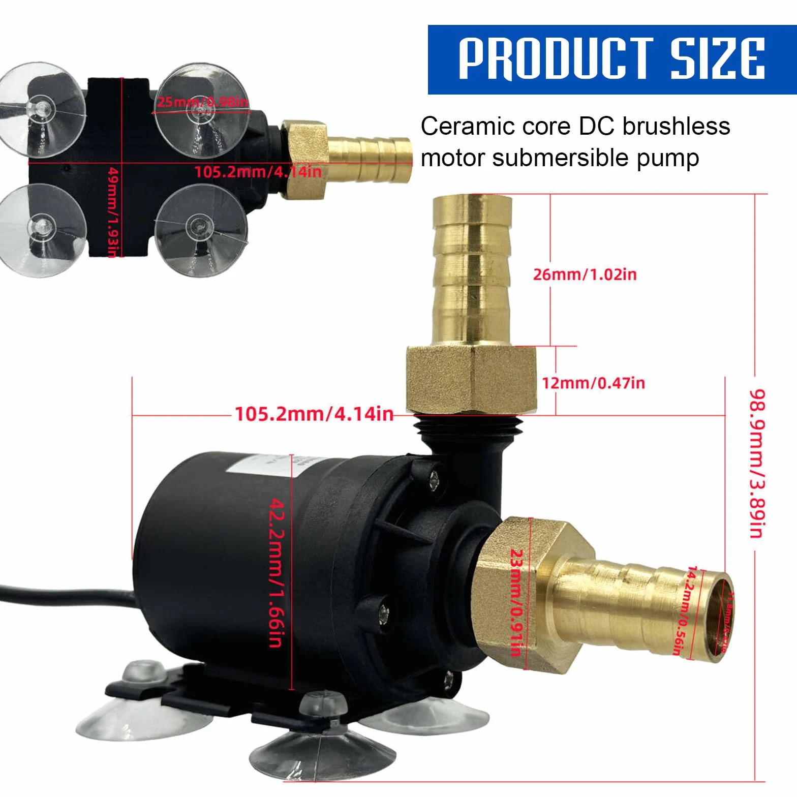 Bomba de agua sin escobillas DC 12 V, bomba sumergible mini con eje de cerámica, bomba de circulación para acuario, 800 L/H, altura de extracción de 5 m, para estanque, fuente, piscina