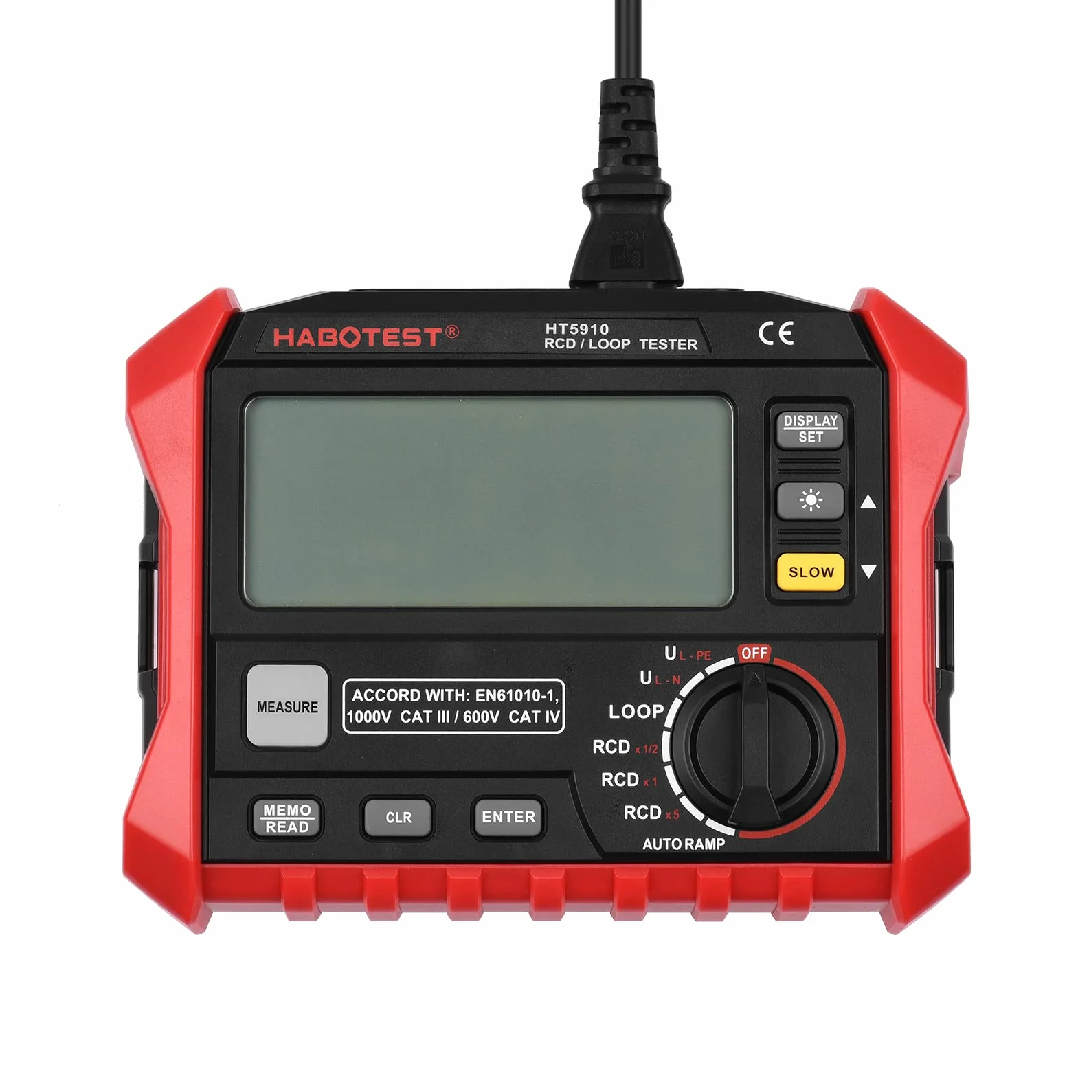 Irfora HT5910 Medidor de Resistencia Digital LCD 4,7 Pulgadas Probador de Interfaz a Tierra RCD Bucle 1000 Almacenamiento Datos Megohmímetro Voltímetro Retroiluminación