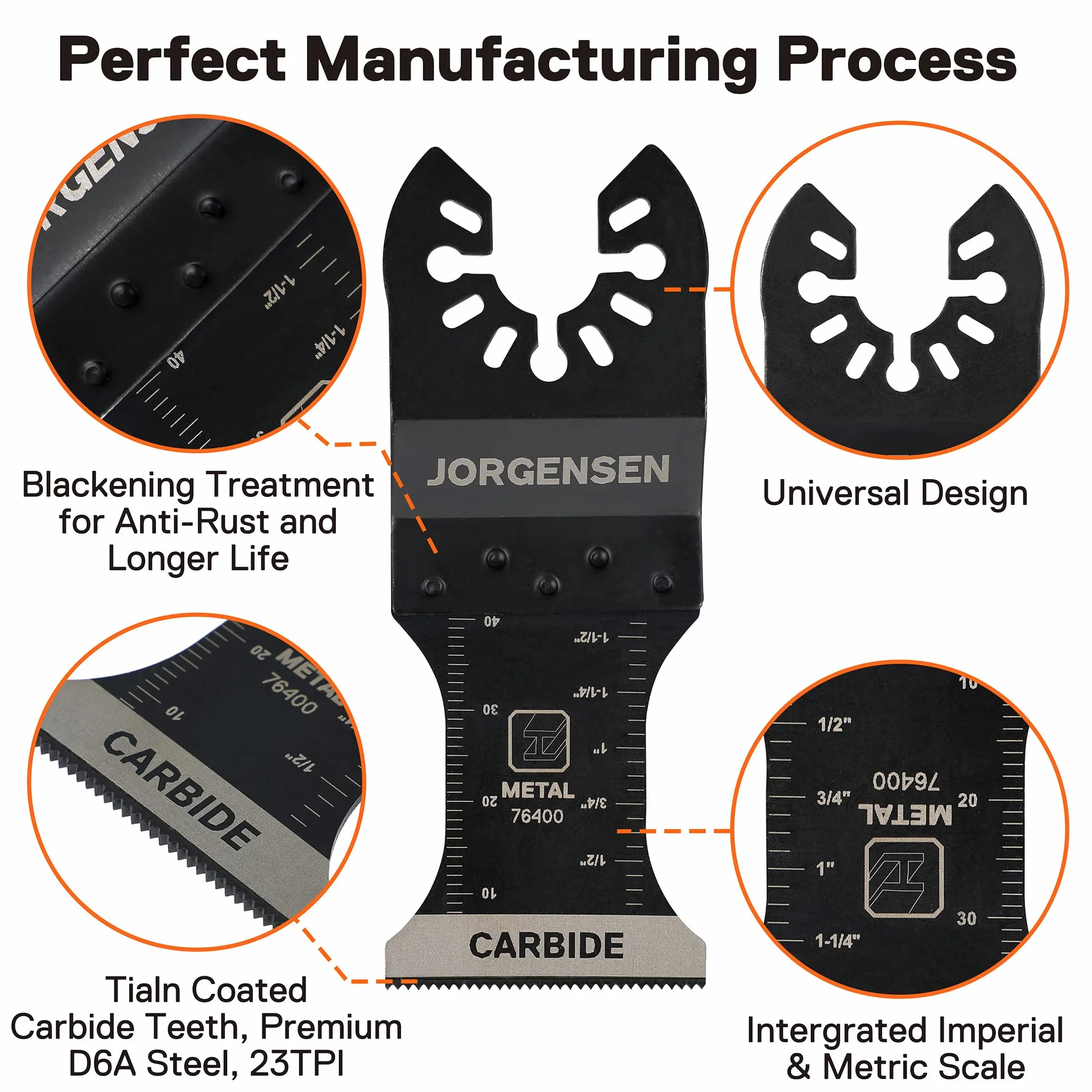 JORGENSEN Cuchillas de Sierra Oscilante 3-piezas, Hojas de Corte para Herramientas Multifunción, Accesorios Multiherramienta para Corte de Metal, Clavos, Tornillos, Pernos