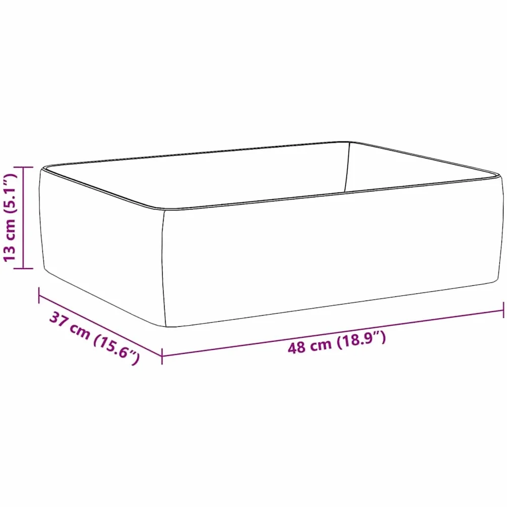 vidaXL Lavabo Rectangular, Lavamanos para Encimera, Fregadero Rectangular, Lavabo para Baño Aseo Tocador, Cerámica Blanco 48x37x13 cm