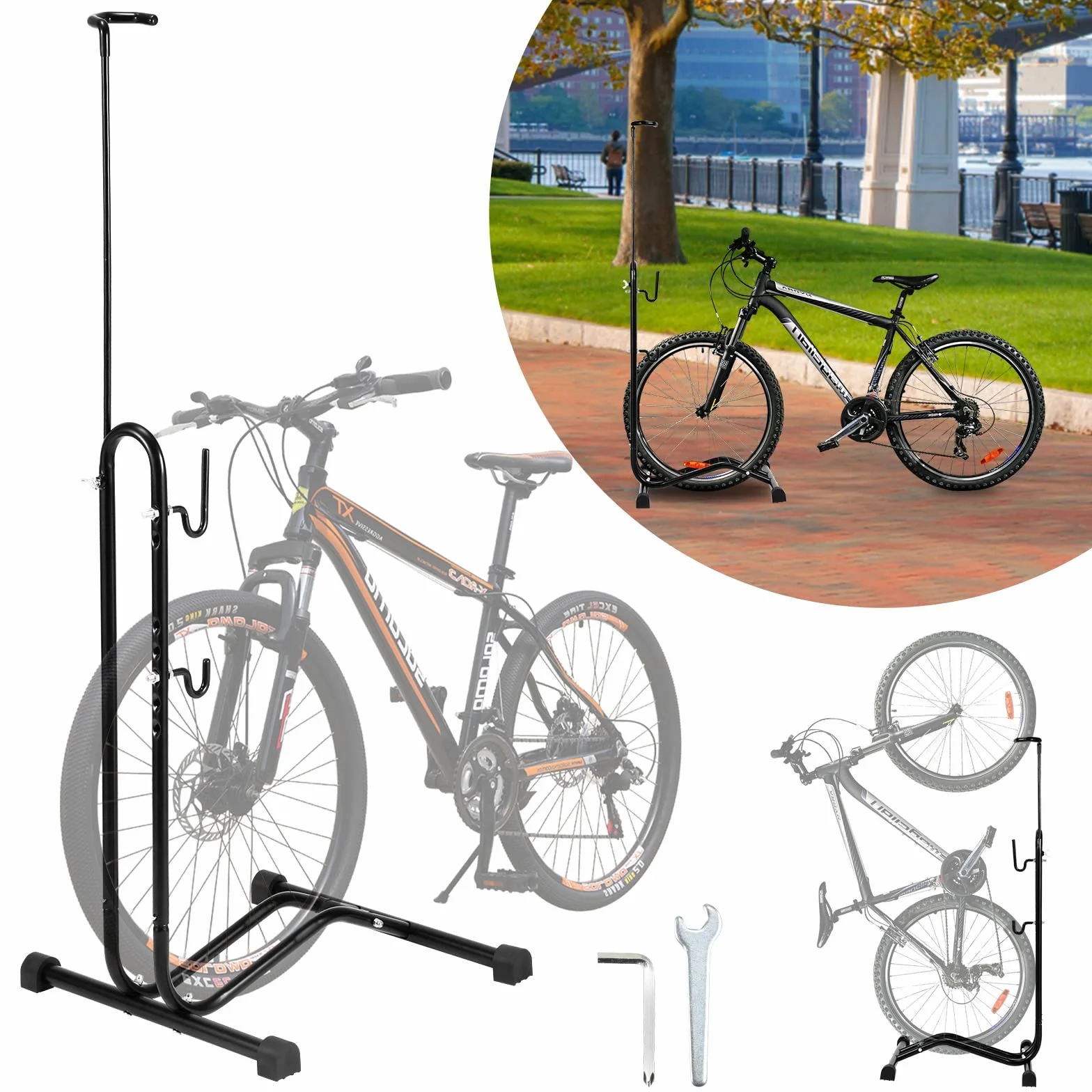 Soporte para bicicleta 3 en 1 20-27.5 pulgadas altura ajustable rueda delantera trasera