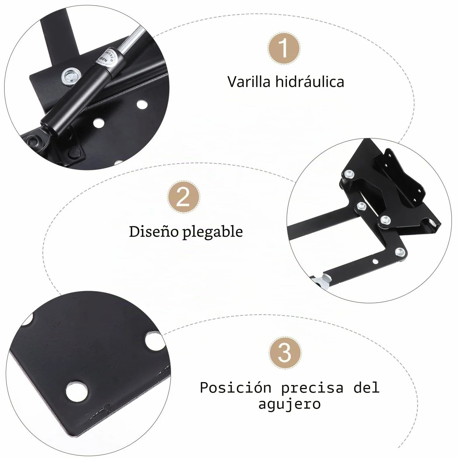 Mecanismo Hidráulico con Bisagra para Mesa Centro Elevable Marco Resistente con Amortiguador de Gas Multifuncional para Muebles Extensibles y Ahorro de Espacio